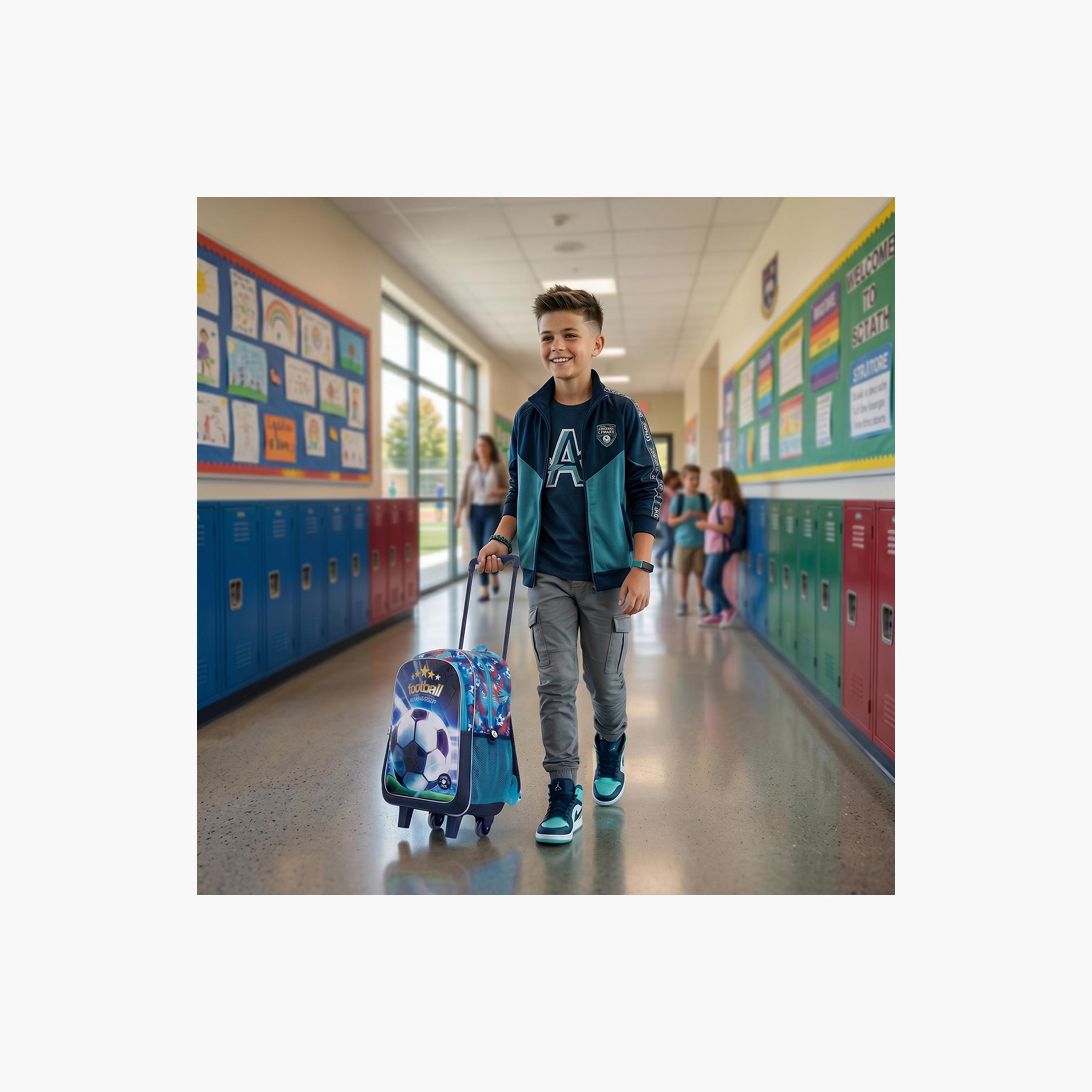 Eazy Kids 5-Piece School Combo Trolley Bag Set - Soccer Blue - 17 Inch-school-bagsandbackpacks-backpacks-image-10