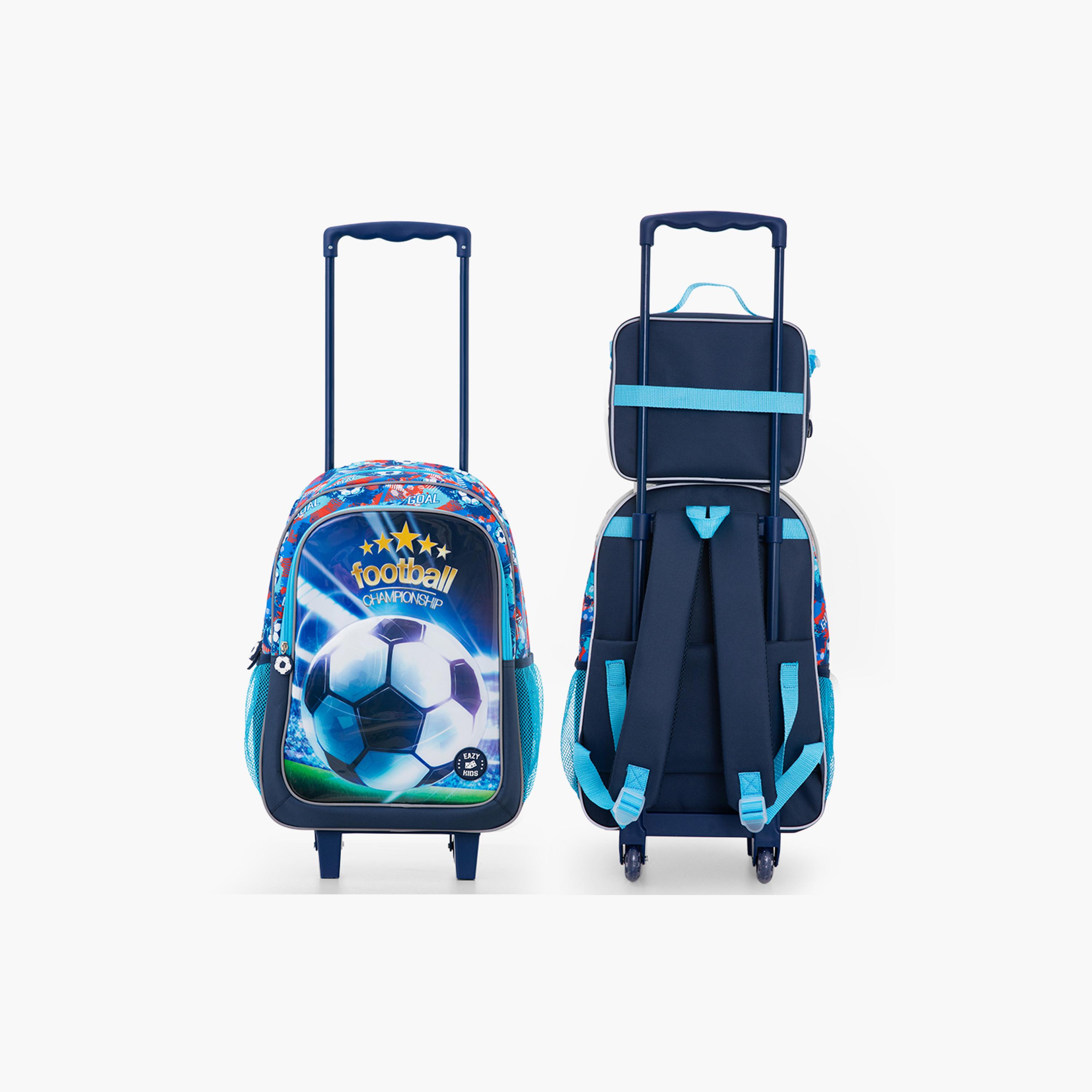 Eazy Kids 5-Piece School Combo Trolley Bag Set - Soccer Blue - 17 Inch-school-bagsandbackpacks-backpacks-image-17