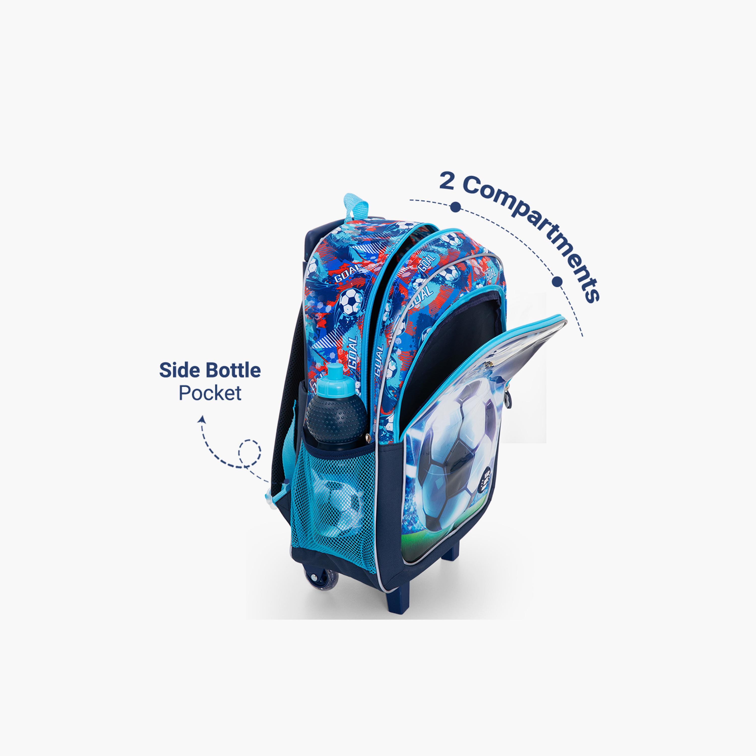 Eazy Kids 5-Piece School Combo Trolley Bag Set - Soccer Blue - 17 Inch-school-bagsandbackpacks-backpacks-image-4