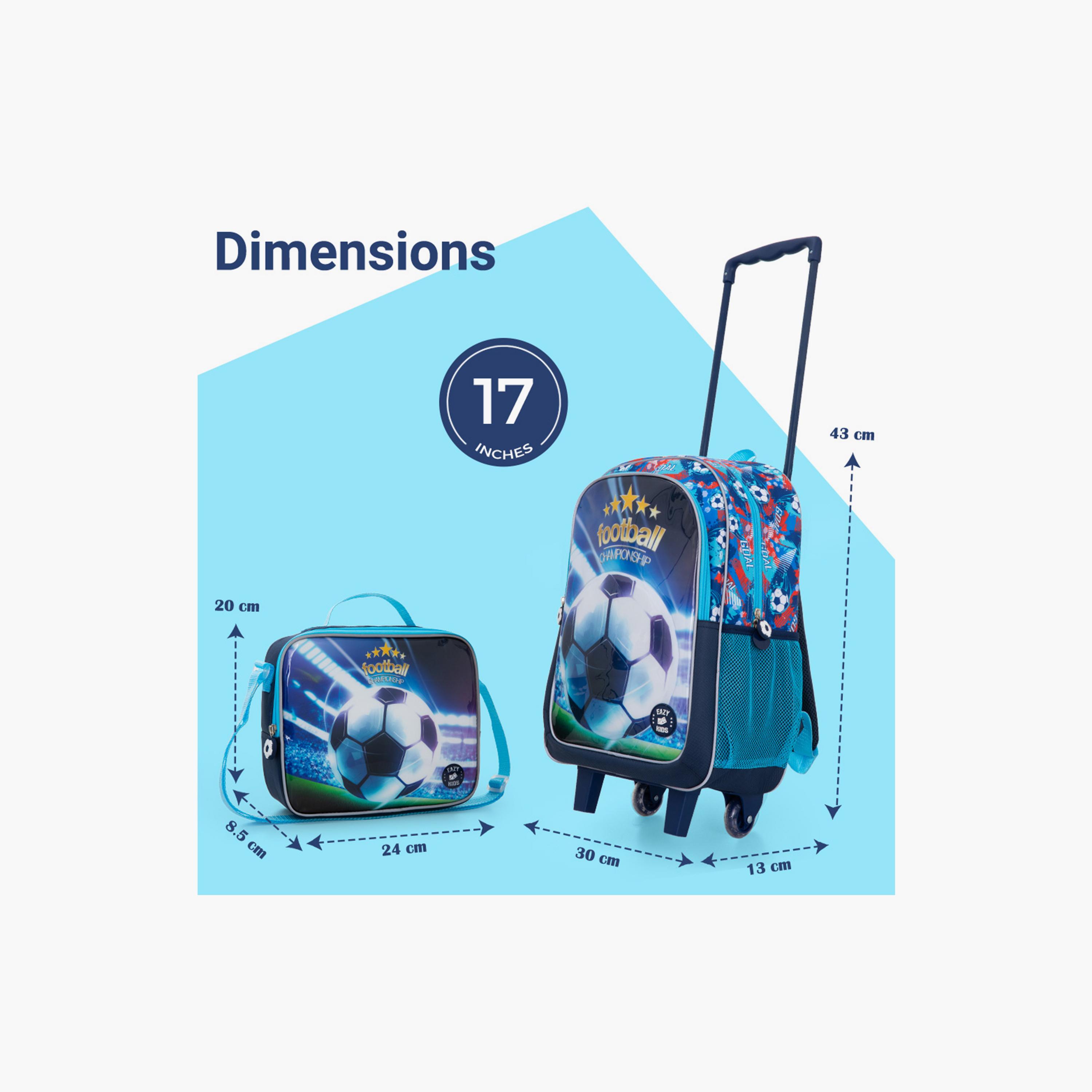 Eazy Kids 5-Piece School Combo Trolley Bag Set - Soccer Blue - 17 Inch-school-bagsandbackpacks-backpacks-image-9