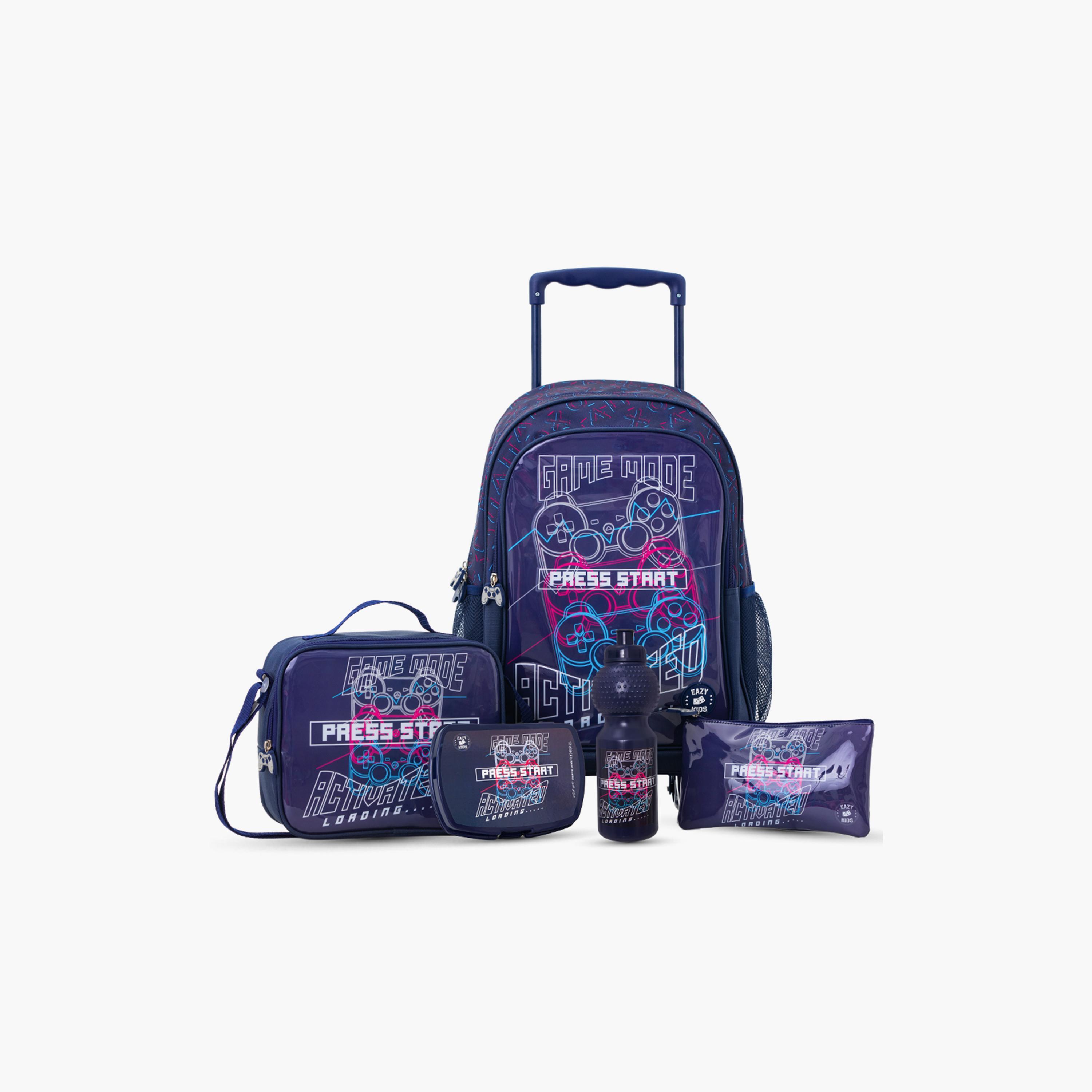 طقم حقيبة مدرسة ترولي كومبو مع ملحقات | 5 قطع "غيم مود بلاك" | 17 بوصة من إيزي كيدز-school-bagsandbackpacks-backpacks-image-1