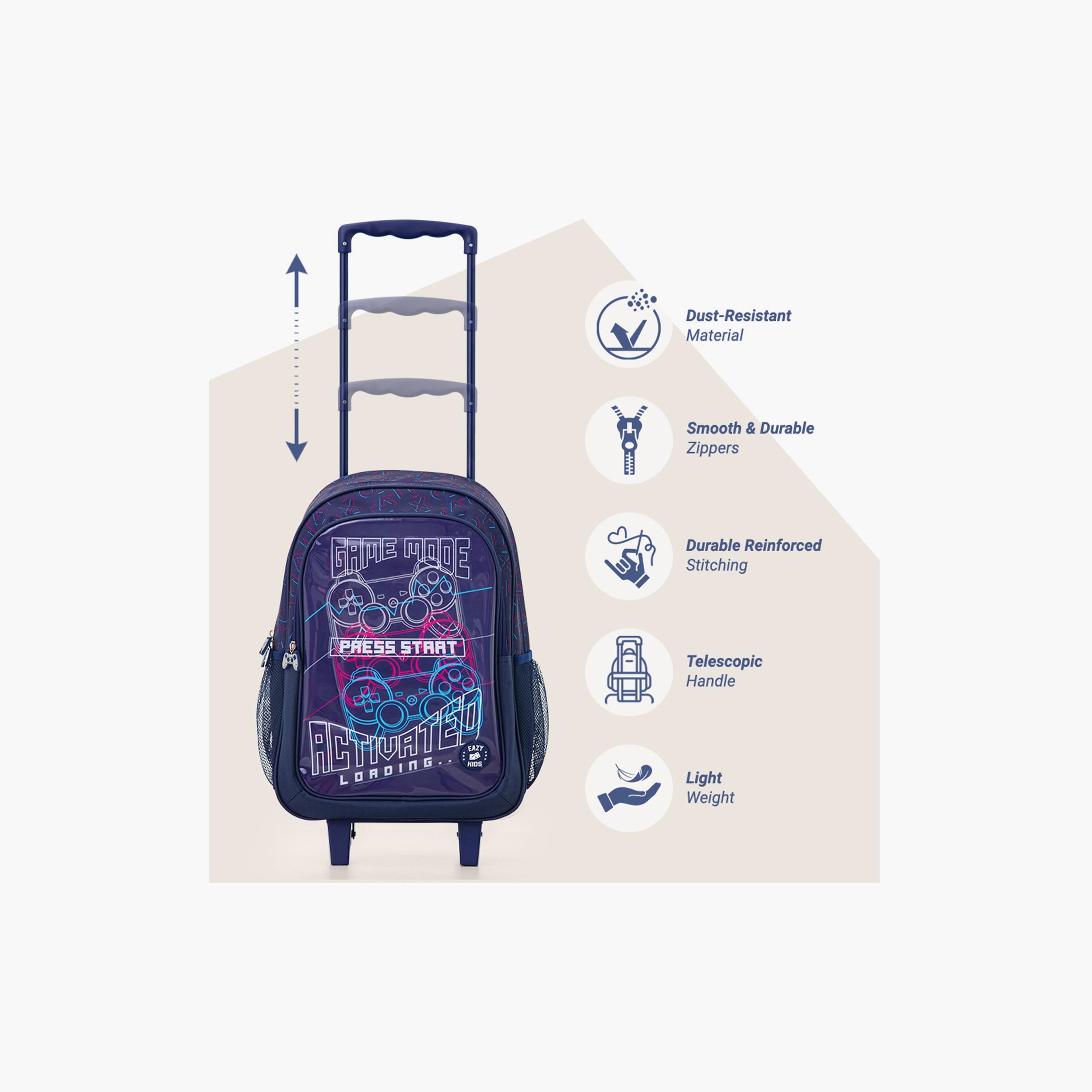 طقم حقيبة مدرسة ترولي كومبو مع ملحقات | 5 قطع "غيم مود بلاك" | 17 بوصة من إيزي كيدز-school-bagsandbackpacks-backpacks-image-12