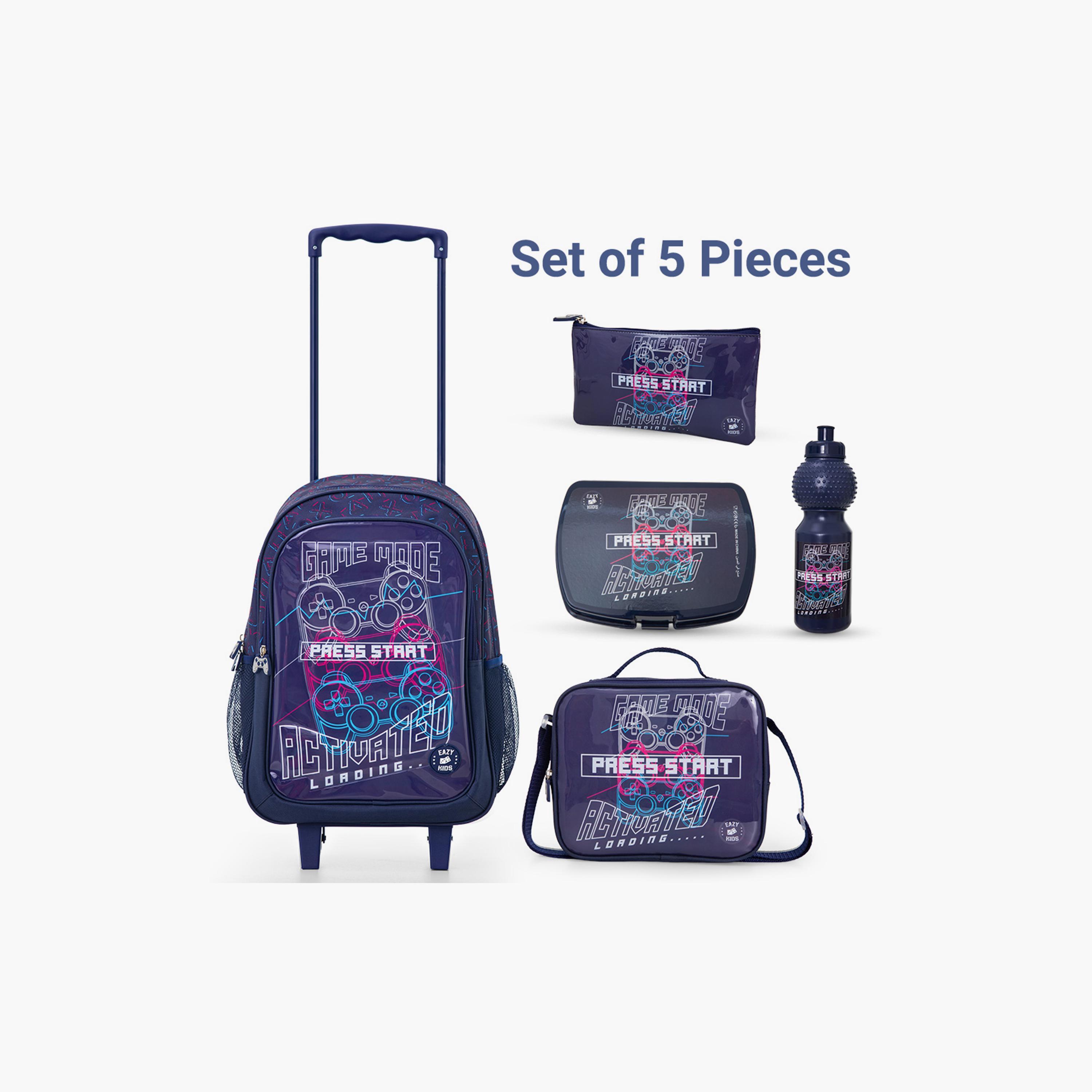طقم حقيبة مدرسة ترولي كومبو مع ملحقات | 5 قطع "غيم مود بلاك" | 17 بوصة من إيزي كيدز-school-bagsandbackpacks-backpacks-image-13