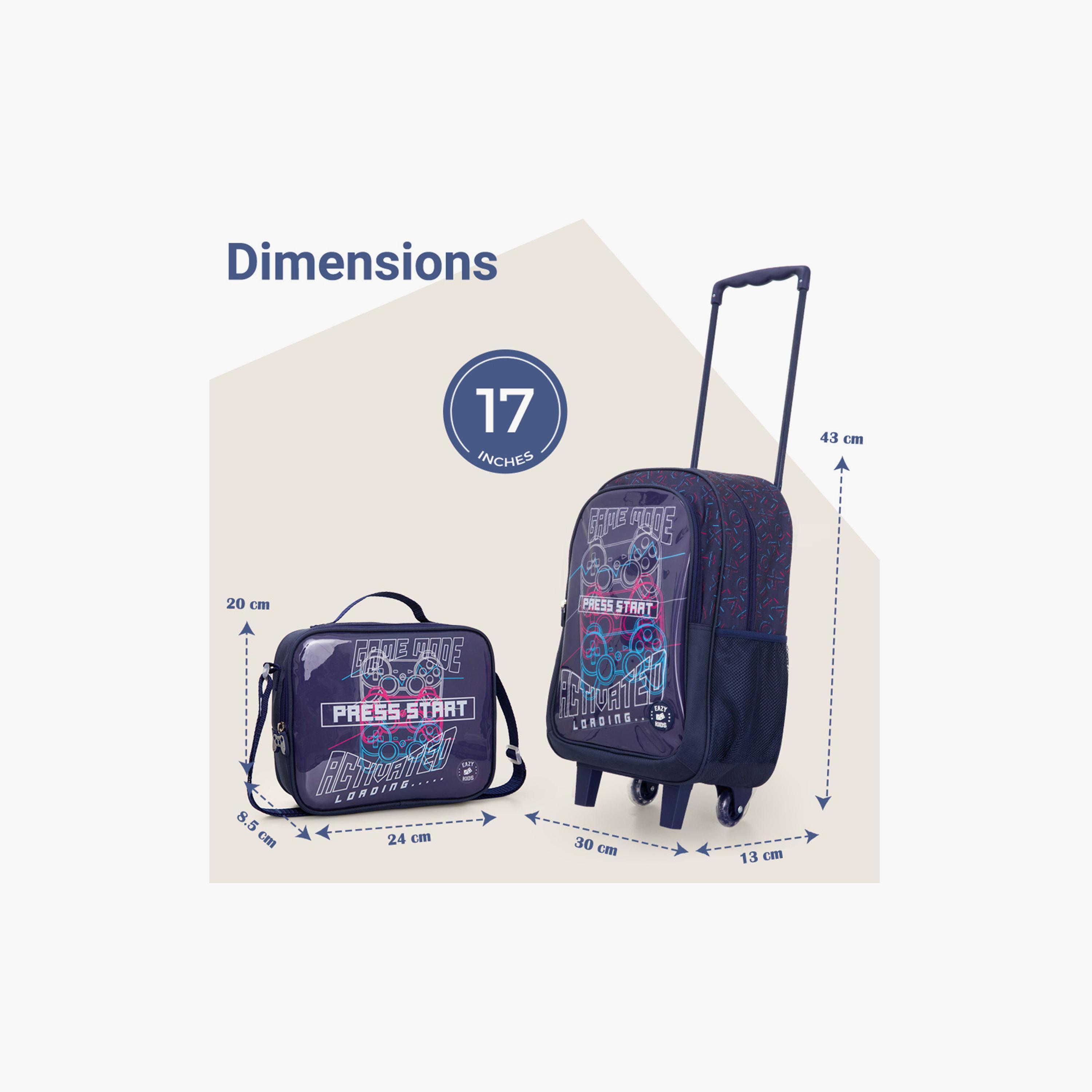 طقم حقيبة مدرسة ترولي كومبو مع ملحقات | 5 قطع "غيم مود بلاك" | 17 بوصة من إيزي كيدز-school-bagsandbackpacks-backpacks-image-9