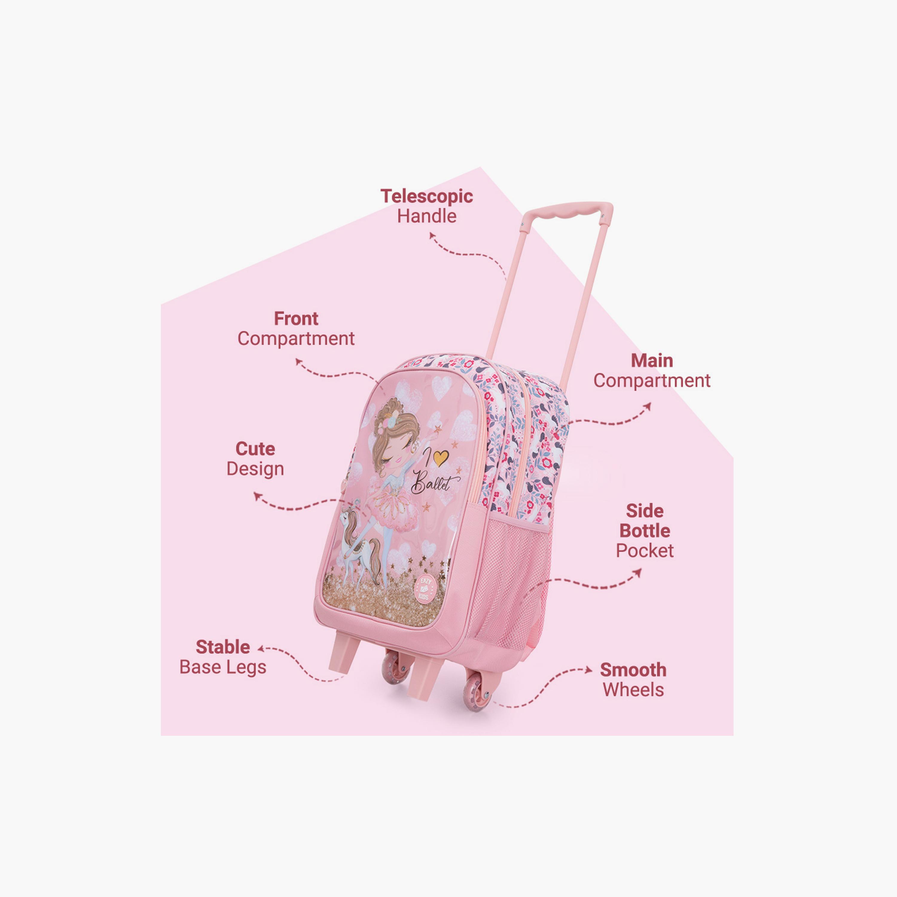 طقم حقيبة مدرسة ترولي كومبو مع ملحقات | 5 قطع "باليه بينك" | 17 بوصة من إيزي كيدز-school-bagsandbackpacks-backpacks-image-11