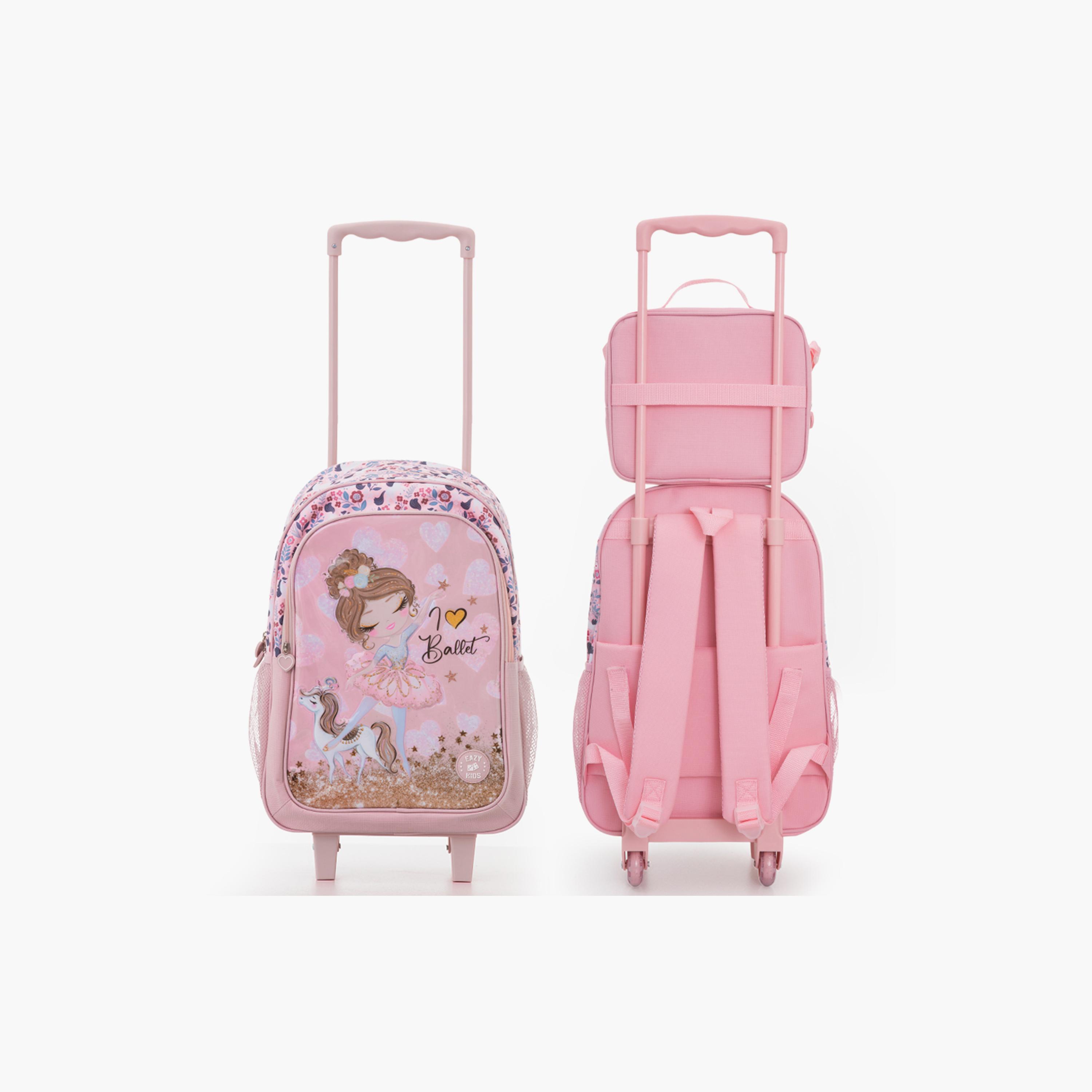 طقم حقيبة مدرسة ترولي كومبو مع ملحقات | 5 قطع "باليه بينك" | 17 بوصة من إيزي كيدز-school-bagsandbackpacks-backpacks-image-17