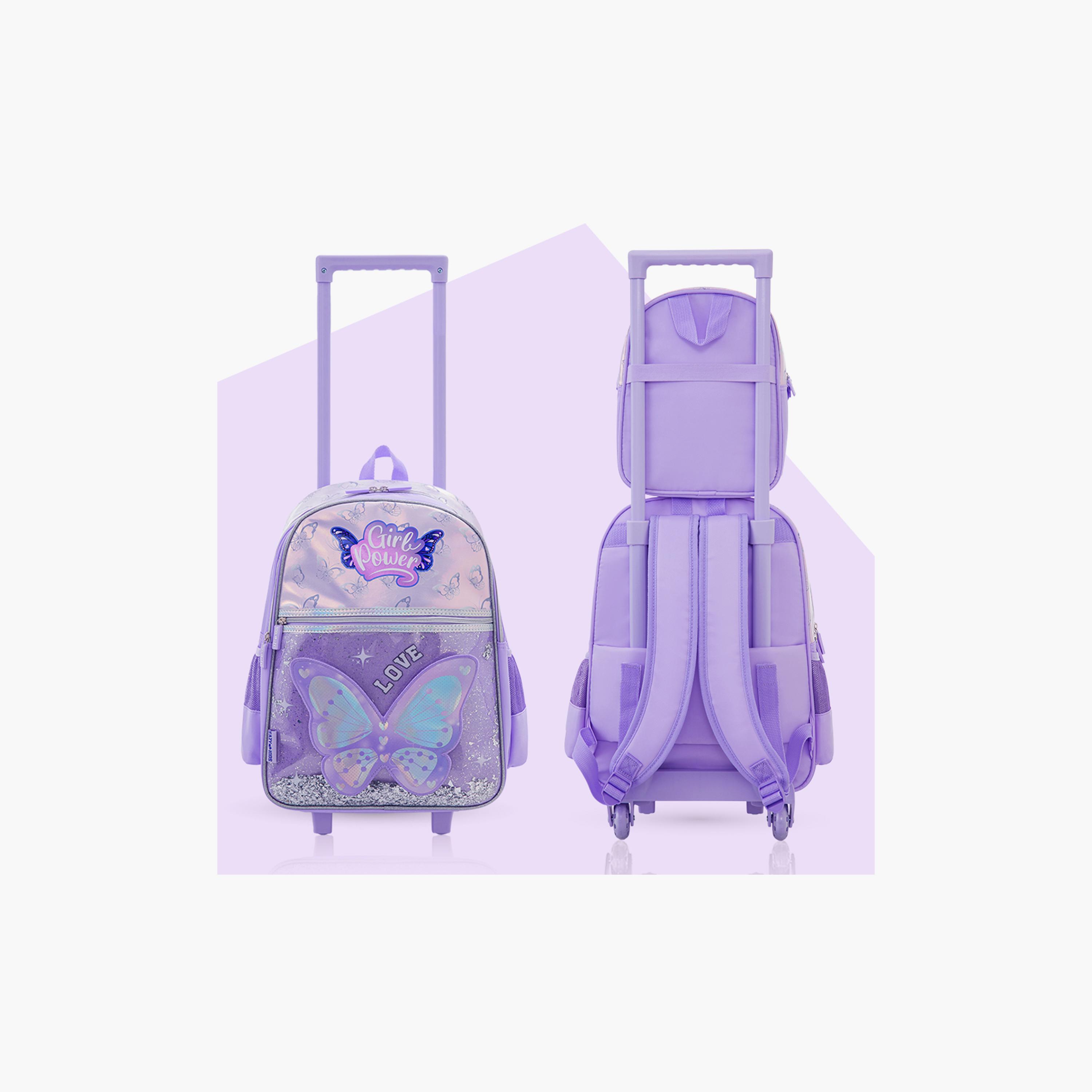 Eazy Kids 3-Piece Trolley School Bag Set with Laptop Compartment - Girl Power Purple - 16-Inch-school-bagsandbackpacks-backpacks-image-3