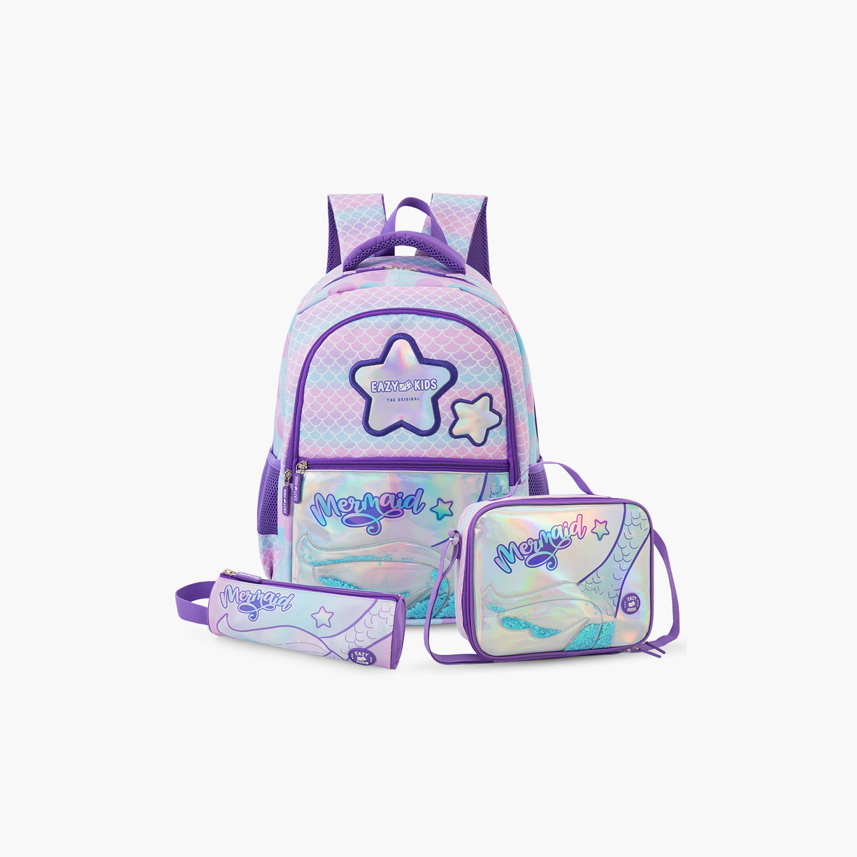 Eazy Kids 3-Piece Trolley Compatible School Bag Set with Laptop Compartment - Purple - 16-Inch-school-bagsandbackpacks-backpacks-image-1