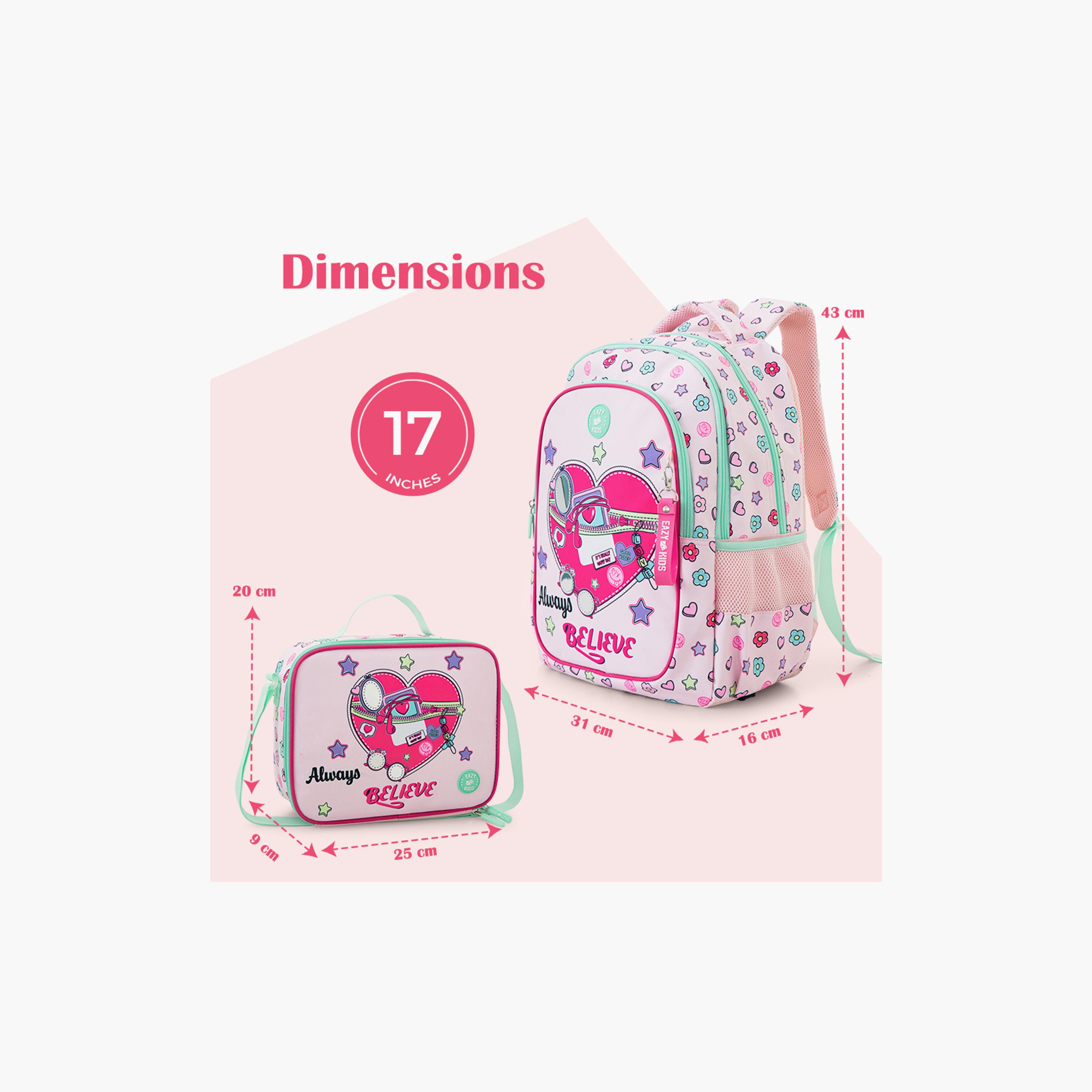 Eazy Kids 3-Piece School Bag Set with Laptop Compartment - Always Believe - Pink - 17 Inch-school-bagsandbackpacks-backpacks-image-5