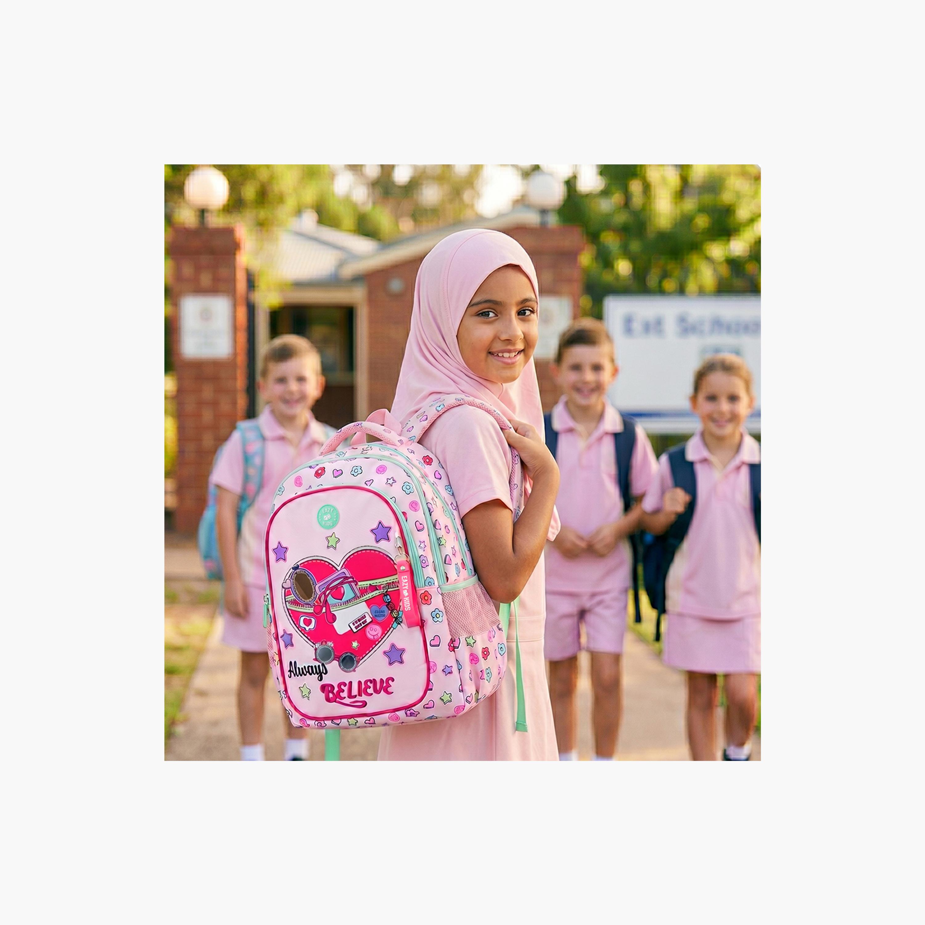 Eazy Kids 3-Piece School Bag Set with Laptop Compartment - Always Believe - Pink - 17 Inch-school-bagsandbackpacks-backpacks-image-6