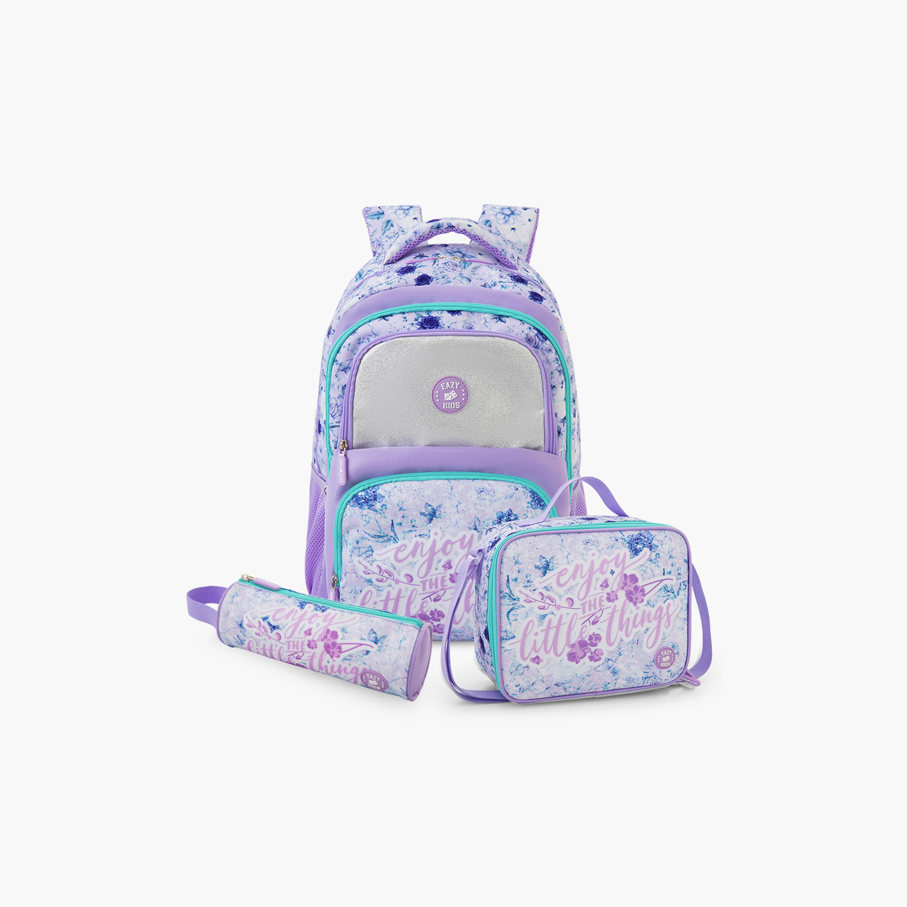 Eazy Kids 3-Piece School Bag Set with Laptop Compartment - Purple - 18 Inch-school-bagsandbackpacks-backpacks-image-1