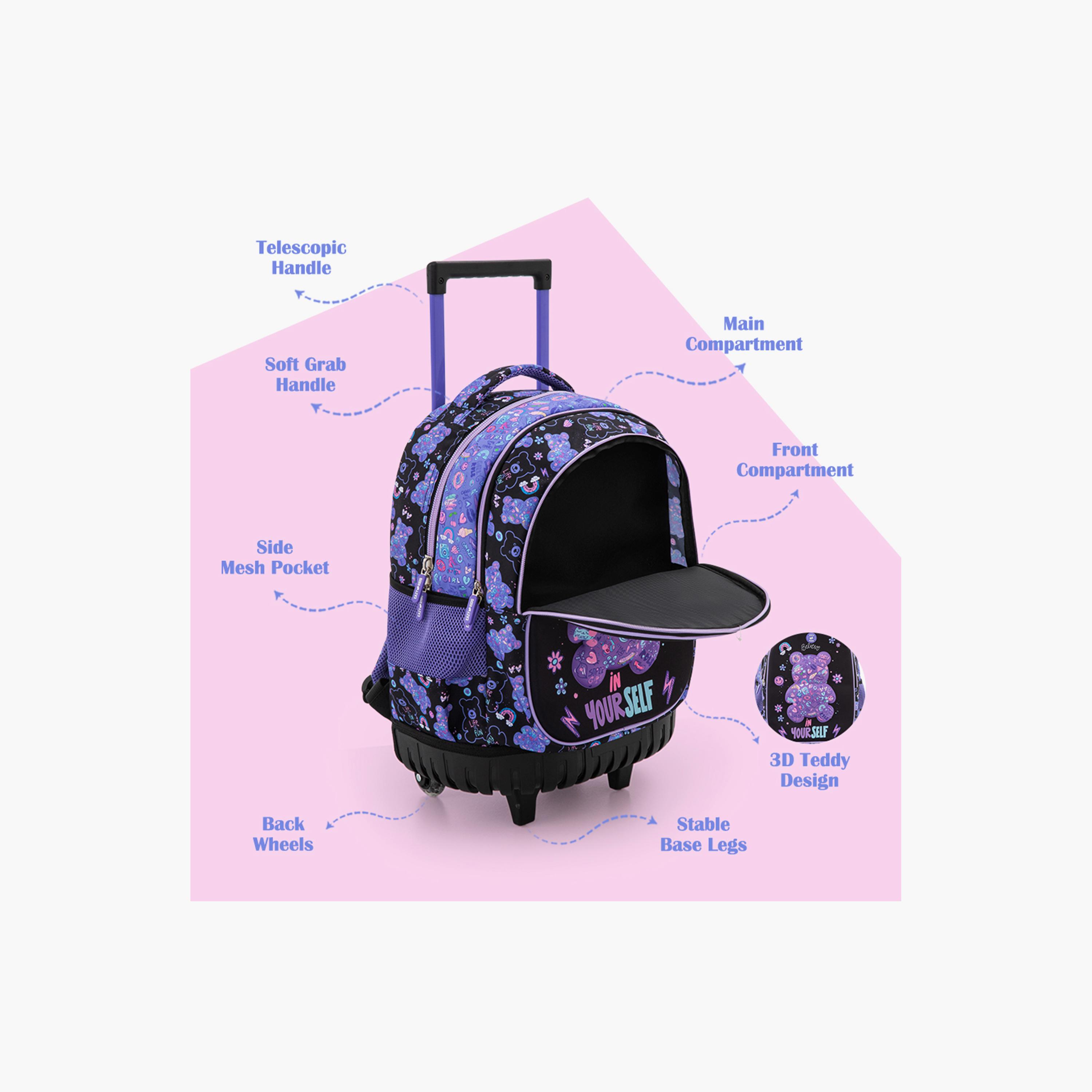 Eazy Kids 3-Piece Trolley School Bag Set with Laptop Compartment - Teddy Black - 18 Inch-school-bagsandbackpacks-backpacks-image-10