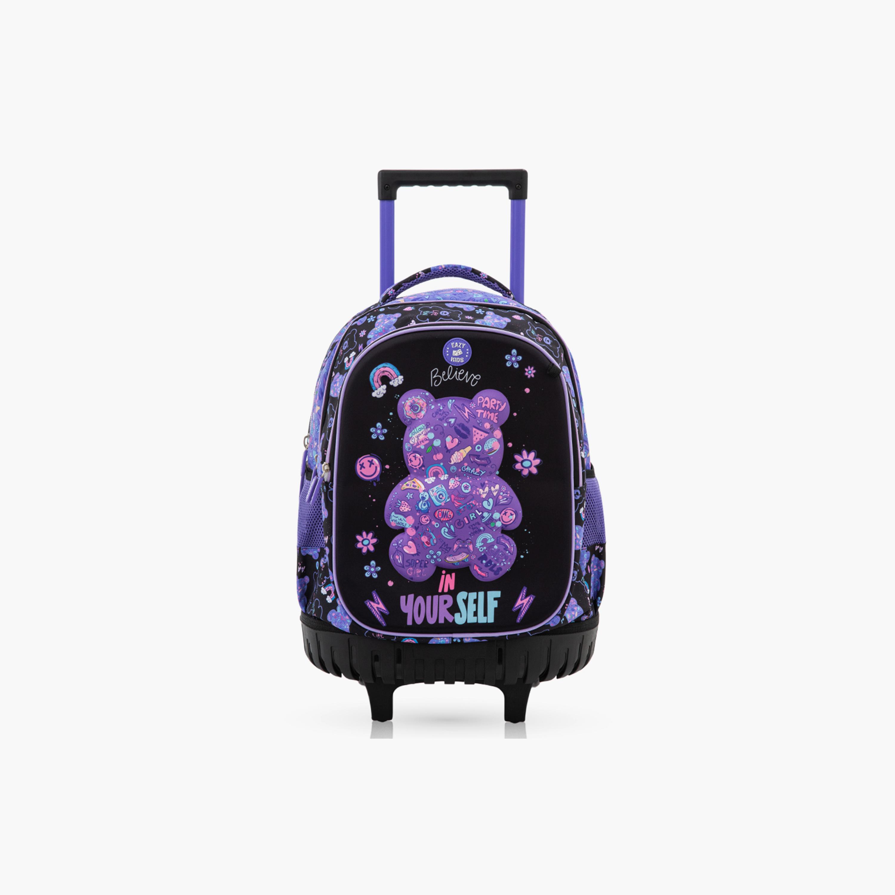 Eazy Kids 3-Piece Trolley School Bag Set with Laptop Compartment - Teddy Black - 18 Inch-school-bagsandbackpacks-backpacks-image-11