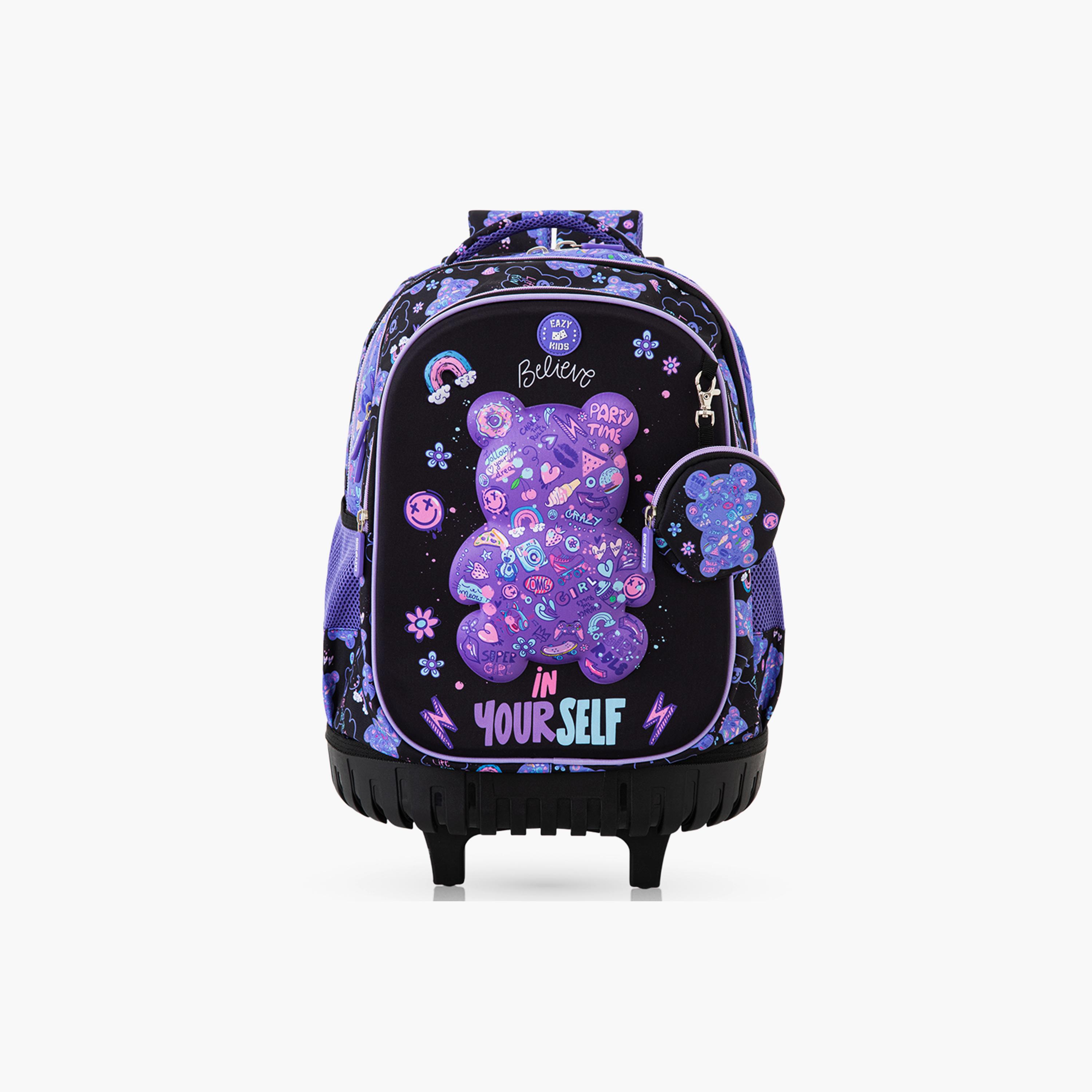 Eazy Kids 3-Piece Trolley School Bag Set with Laptop Compartment - Teddy Black - 18 Inch-school-bagsandbackpacks-backpacks-image-12