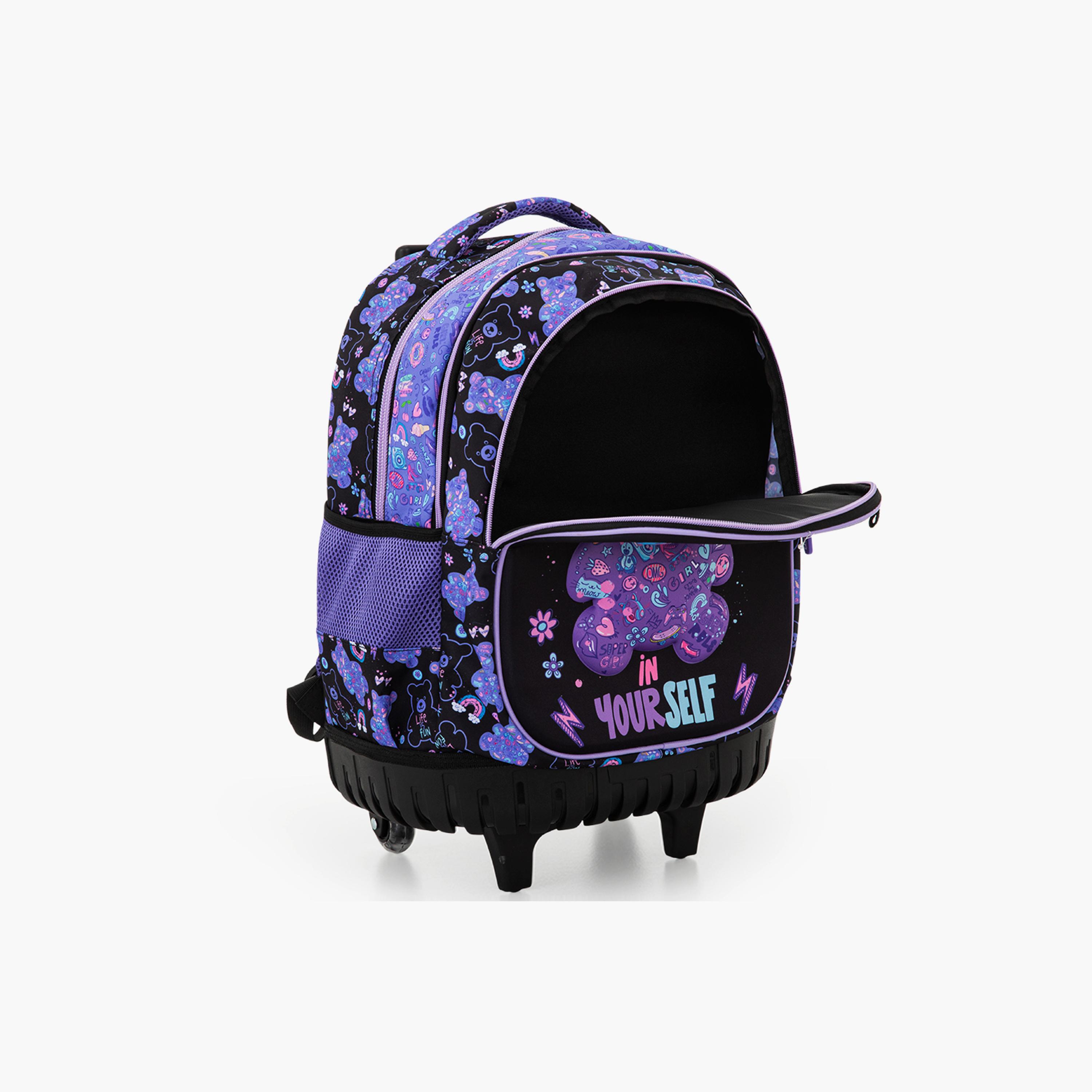Eazy Kids 3-Piece Trolley School Bag Set with Laptop Compartment - Teddy Black - 18 Inch-school-bagsandbackpacks-backpacks-image-13