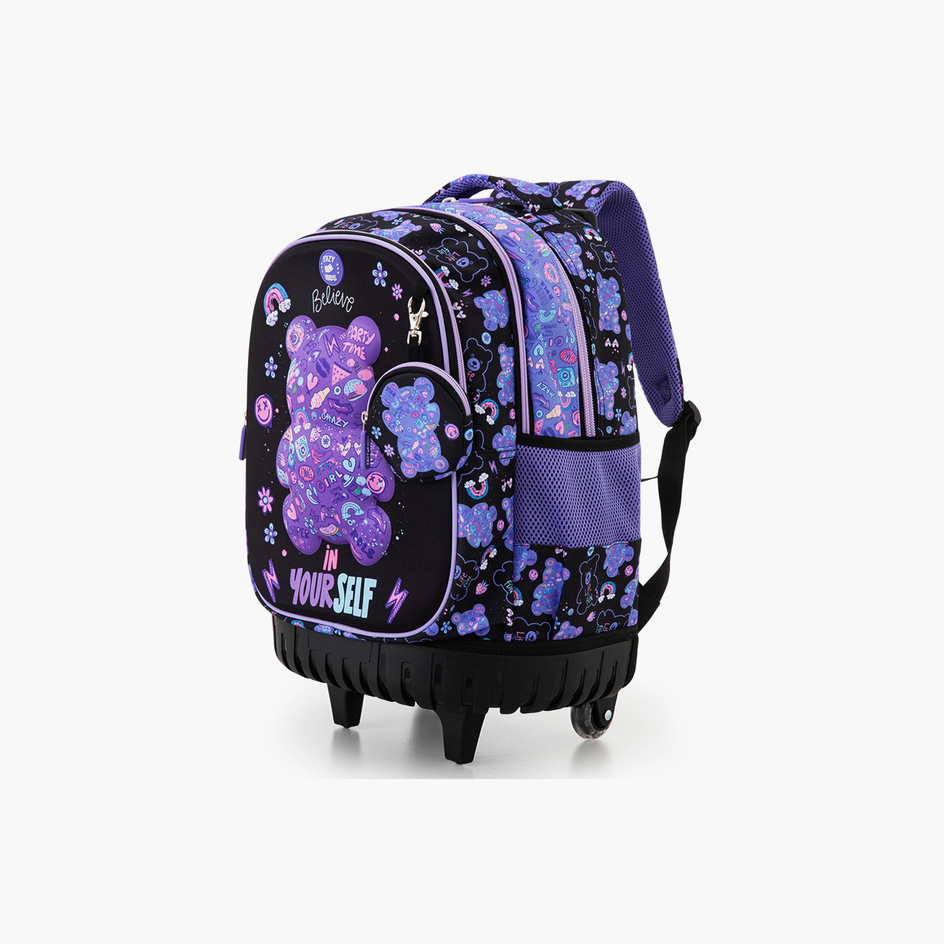 Eazy Kids 3-Piece Trolley School Bag Set with Laptop Compartment - Teddy Black - 18 Inch-school-bagsandbackpacks-backpacks-image-15