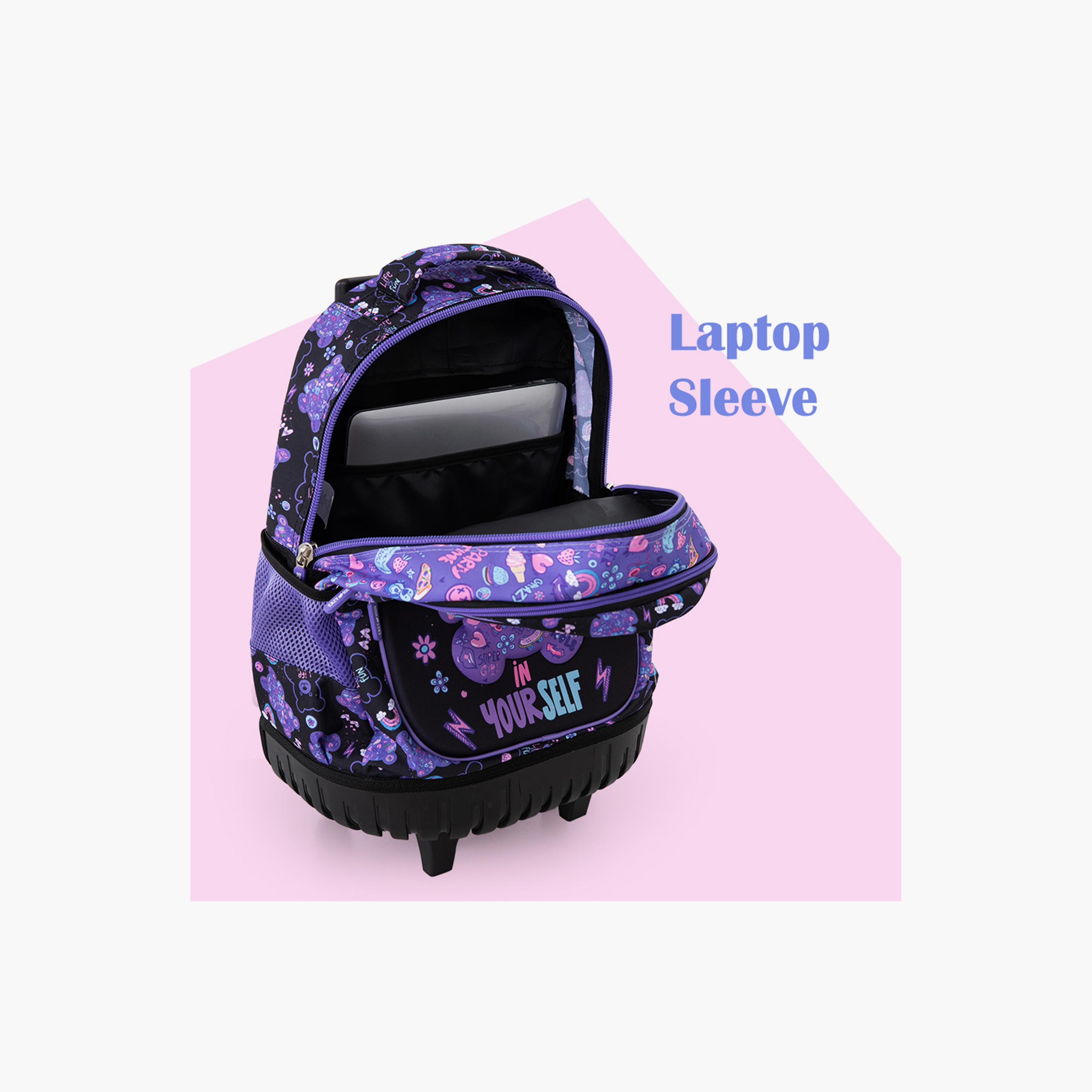Eazy Kids 3-Piece Trolley School Bag Set with Laptop Compartment - Teddy Black - 18 Inch-school-bagsandbackpacks-backpacks-image-4