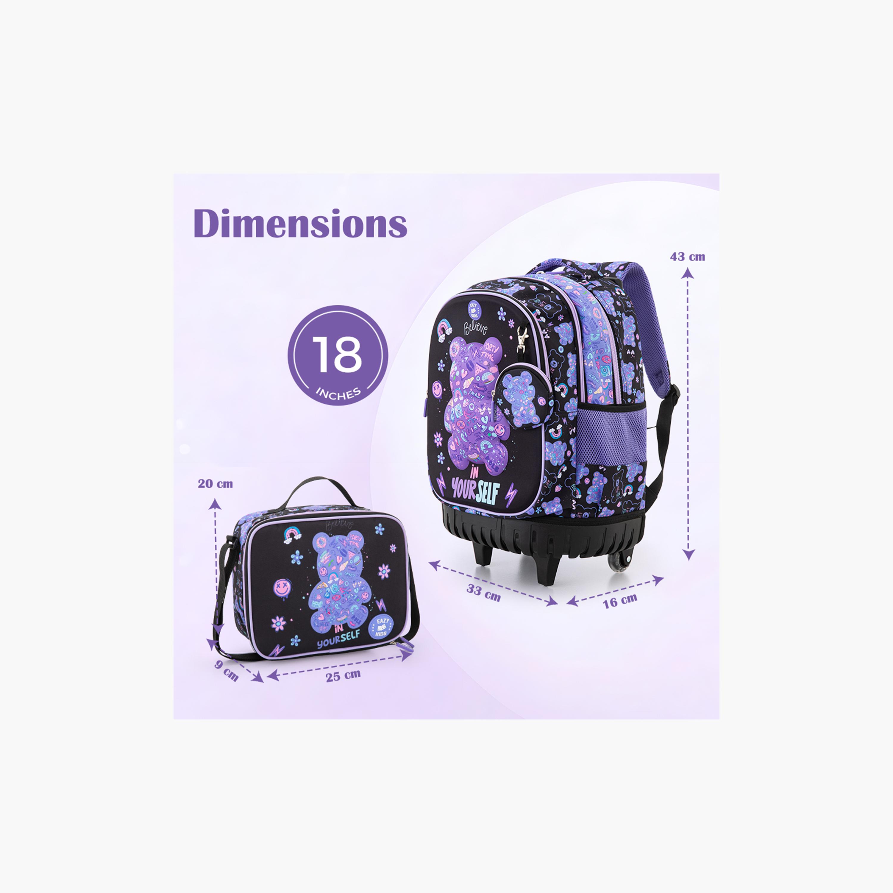 Eazy Kids 3-Piece Trolley School Bag Set with Laptop Compartment - Teddy Black - 18 Inch-school-bagsandbackpacks-backpacks-image-8
