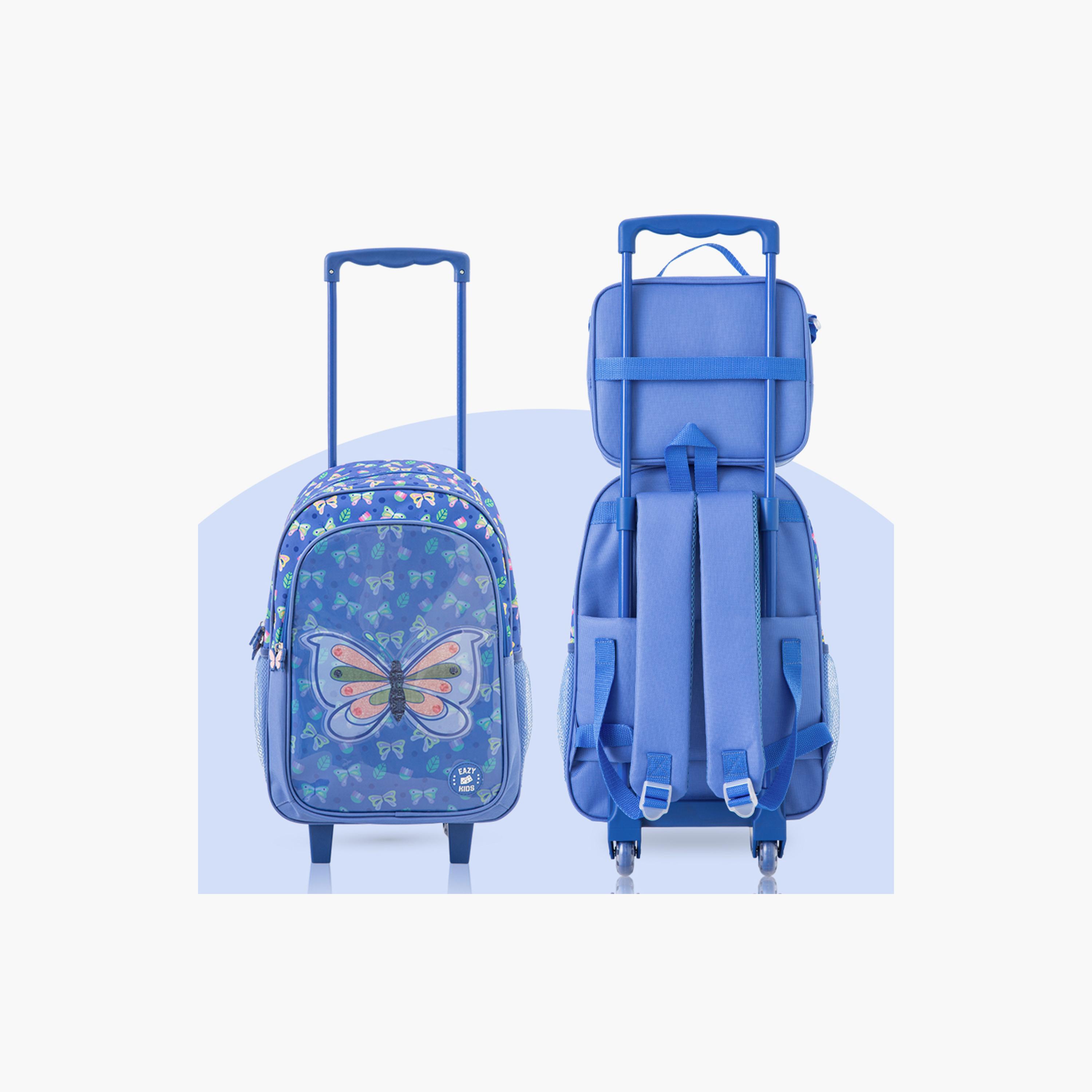 Eazy Kids 5-Piece Trolley School Bag Set with Wheels - Butterfly Blue - 17 Inch-school-bagsandbackpacks-backpacks-image-10