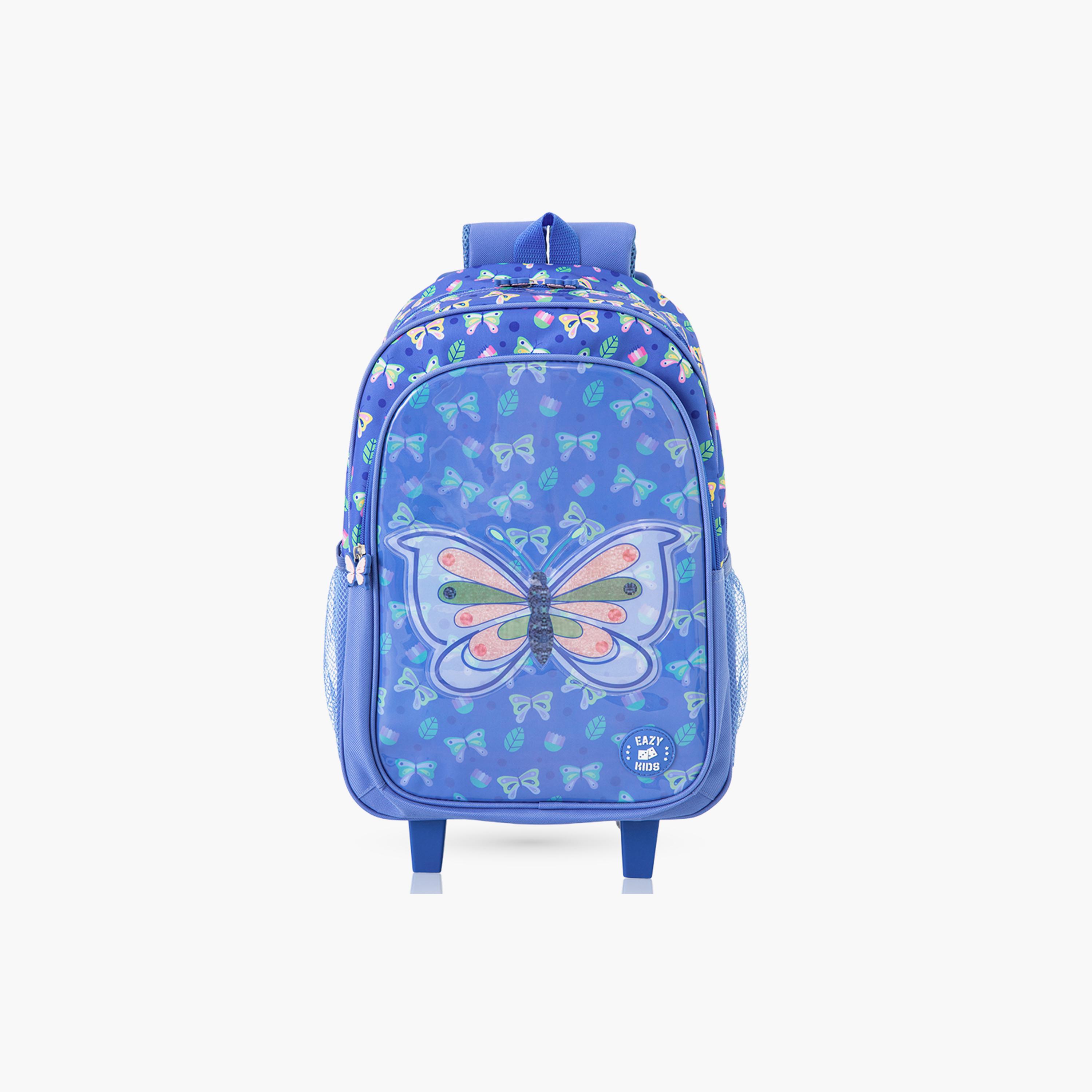 Eazy Kids 5-Piece Trolley School Bag Set with Wheels - Butterfly Blue - 17 Inch-school-bagsandbackpacks-backpacks-image-13
