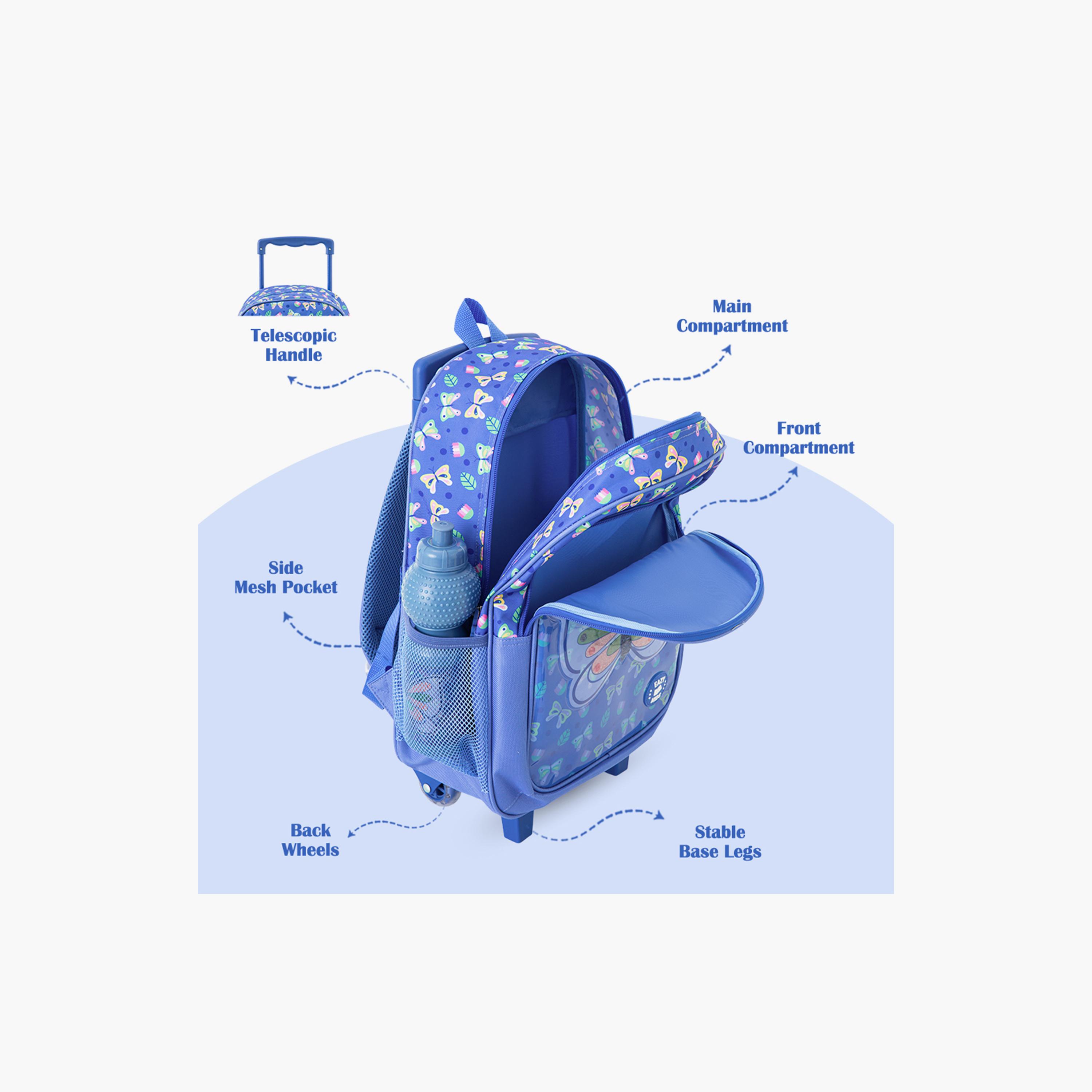 Eazy Kids 5-Piece Trolley School Bag Set with Wheels - Butterfly Blue - 17 Inch-school-bagsandbackpacks-backpacks-image-8