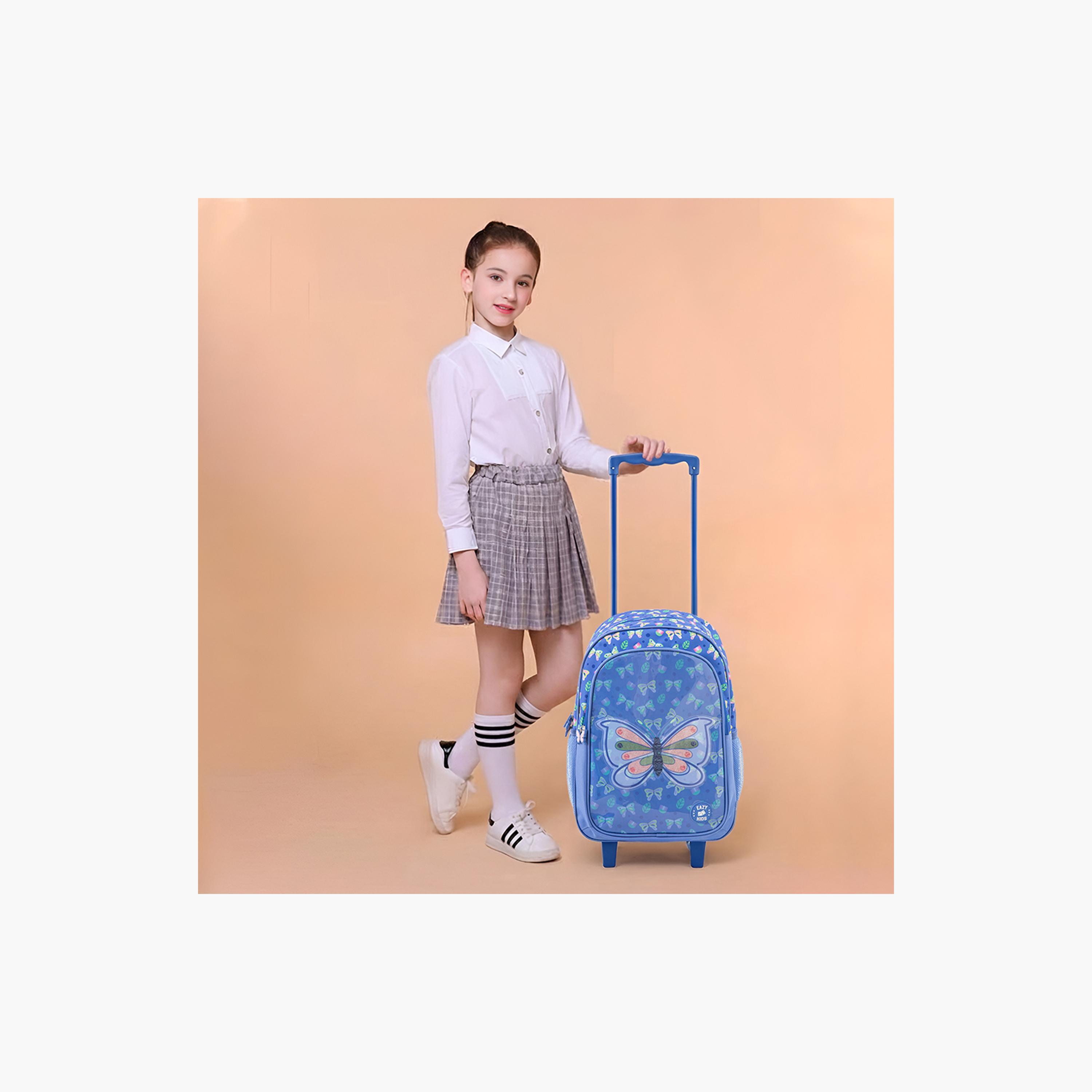 Eazy Kids 5-Piece Trolley School Bag Set with Wheels - Butterfly Blue - 17 Inch-school-bagsandbackpacks-backpacks-image-9