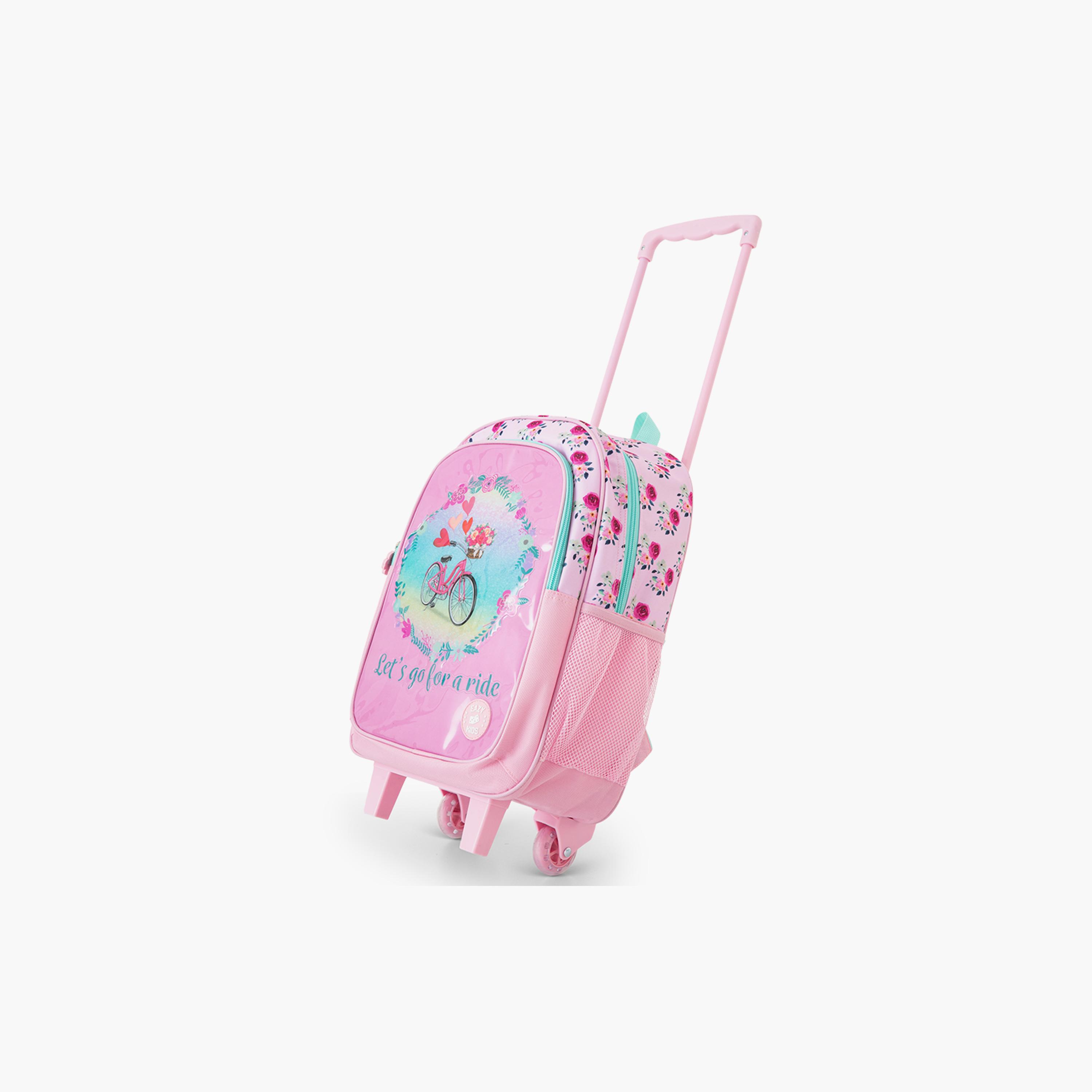 Eazy Kids 5-Piece Trolley School Bag Set with Wheels - Cycle Pink - 17 Inch-school-bagsandbackpacks-backpacks-image-11