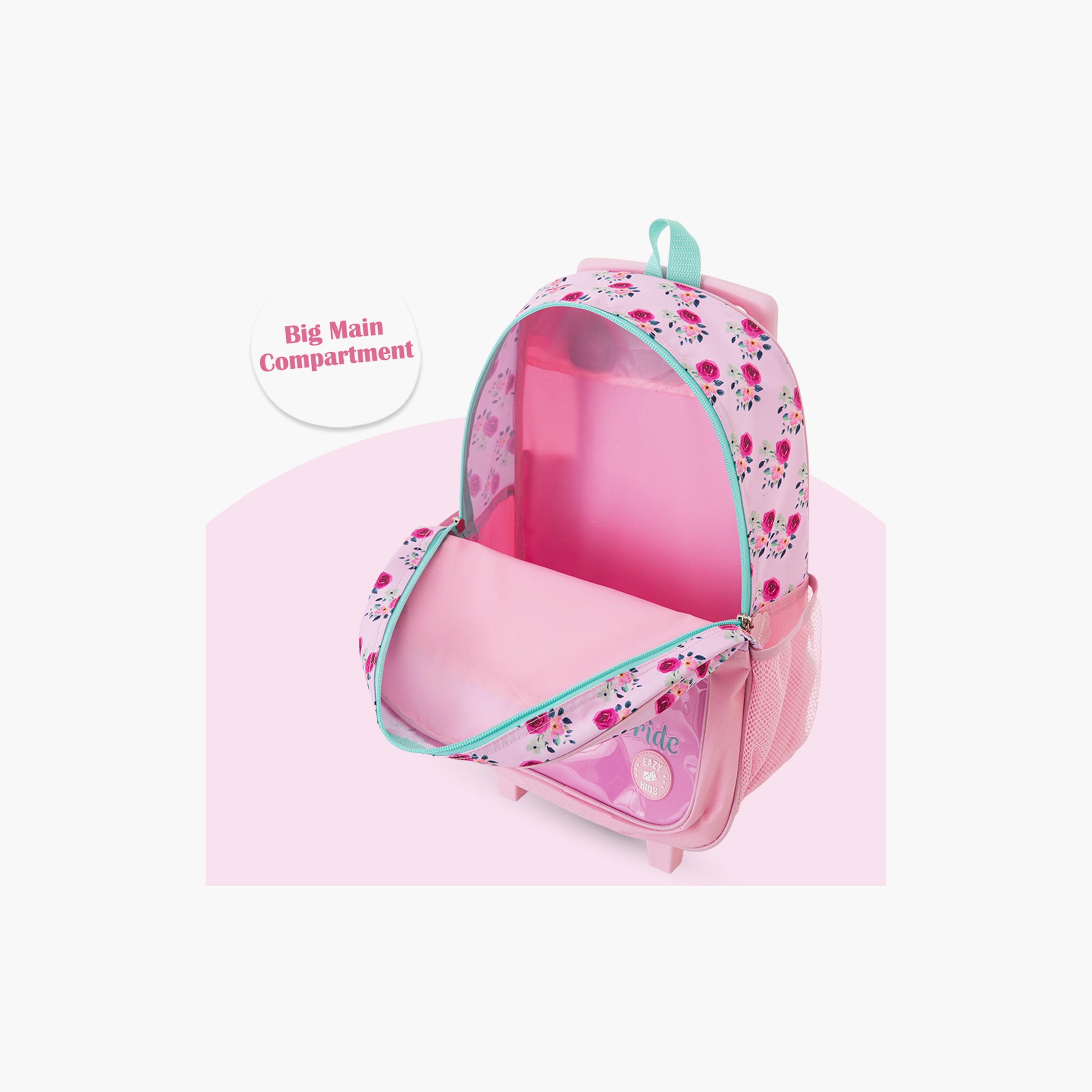 Eazy Kids 5-Piece Trolley School Bag Set with Wheels - Cycle Pink - 17 Inch-school-bagsandbackpacks-backpacks-image-12