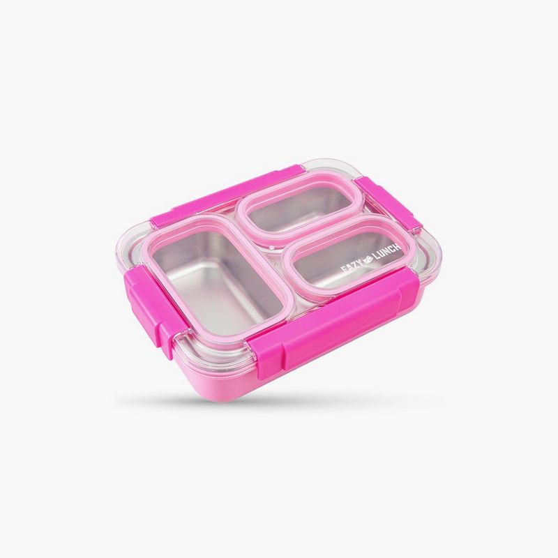 صندوق غداء ستانلس ستيل مقاوم للتسريب 3 أقسام مع ملعقة وشوكة | 710 مل من إيزي كيدز