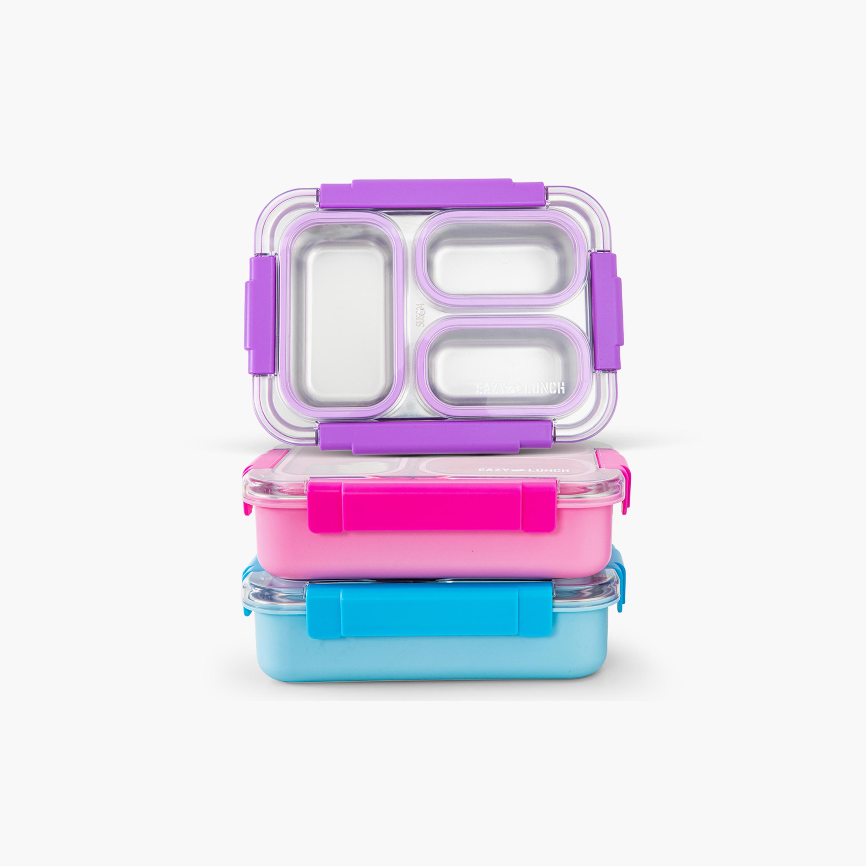 Eazy Kids 3 Compartment Leakproof Stainless Steel Lunch Box with Spoon & Fork - 710 ml-school-lunchessentials-lunchboxes-image-11