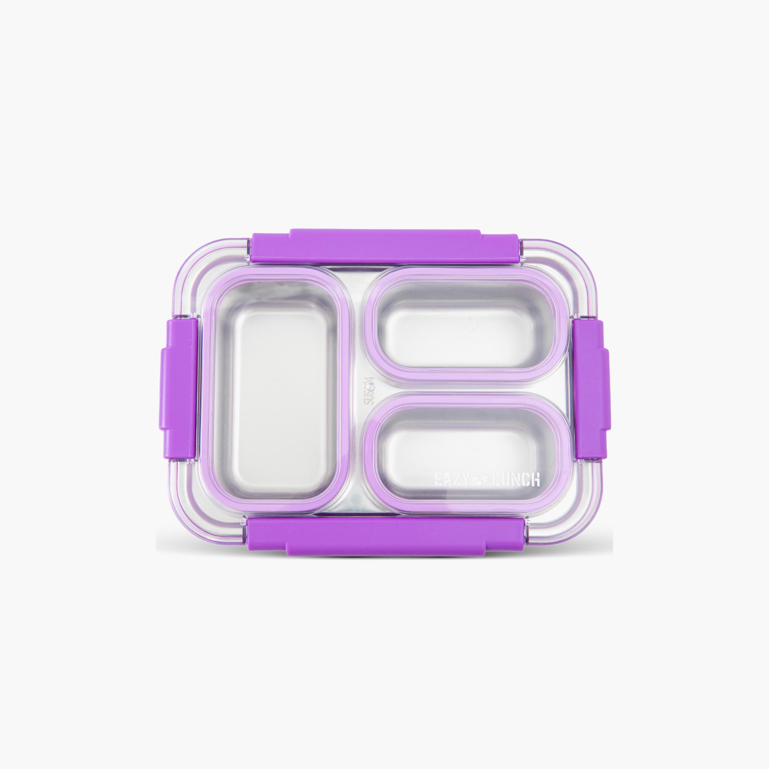 Eazy Kids 3 Compartment Leakproof Stainless Steel Lunch Box with Spoon & Fork - 710 ml-school-lunchessentials-lunchboxes-image-4