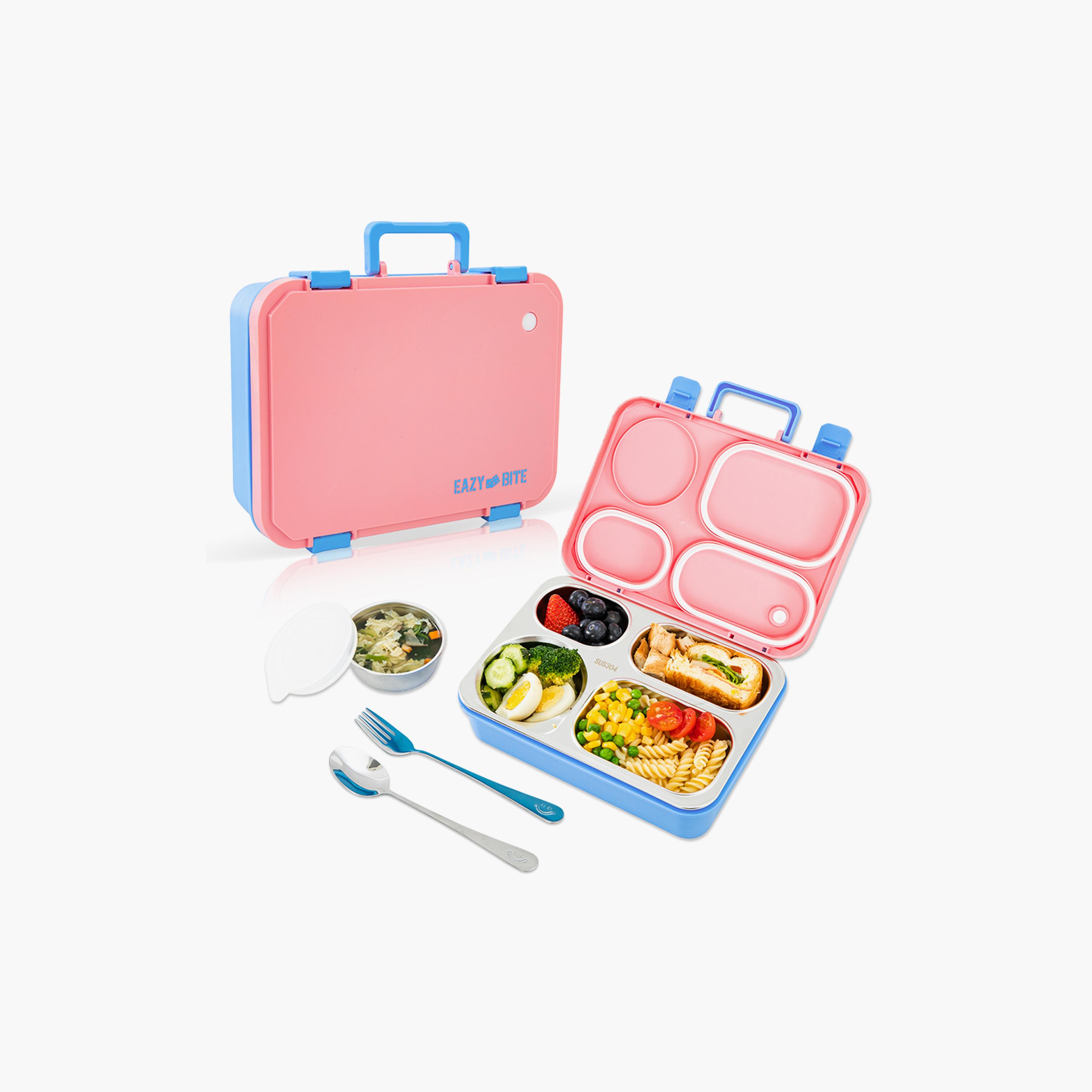 صندوق غداء ستانلس ستيل مع حاوية طعام بغطاء من إيزي كيدز-school-lunchessentials-lunchboxes-image-1