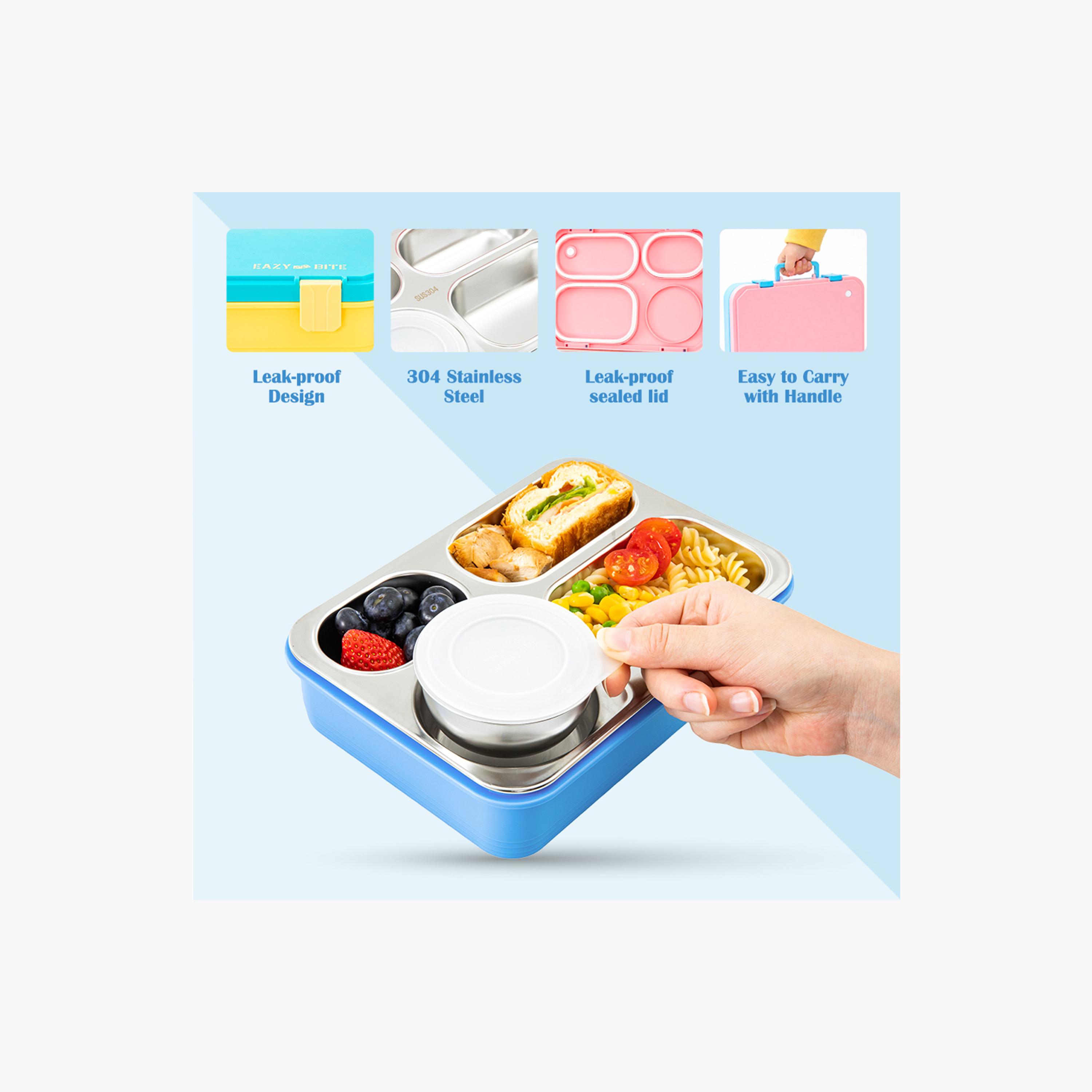 صندوق غداء ستانلس ستيل مع حاوية طعام بغطاء من إيزي كيدز-school-lunchessentials-lunchboxes-image-4