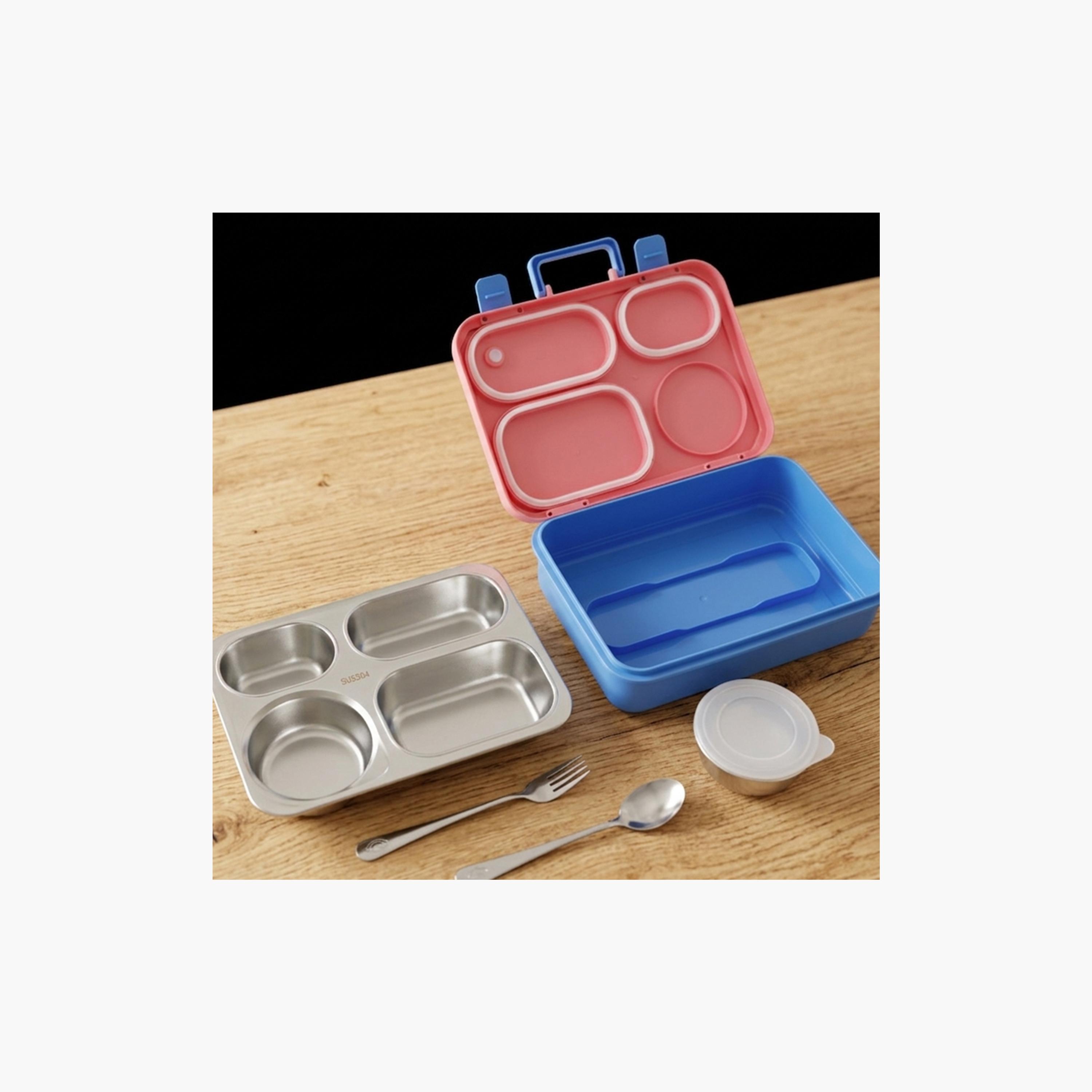 صندوق غداء ستانلس ستيل مع حاوية طعام بغطاء من إيزي كيدز-school-lunchessentials-lunchboxes-image-5
