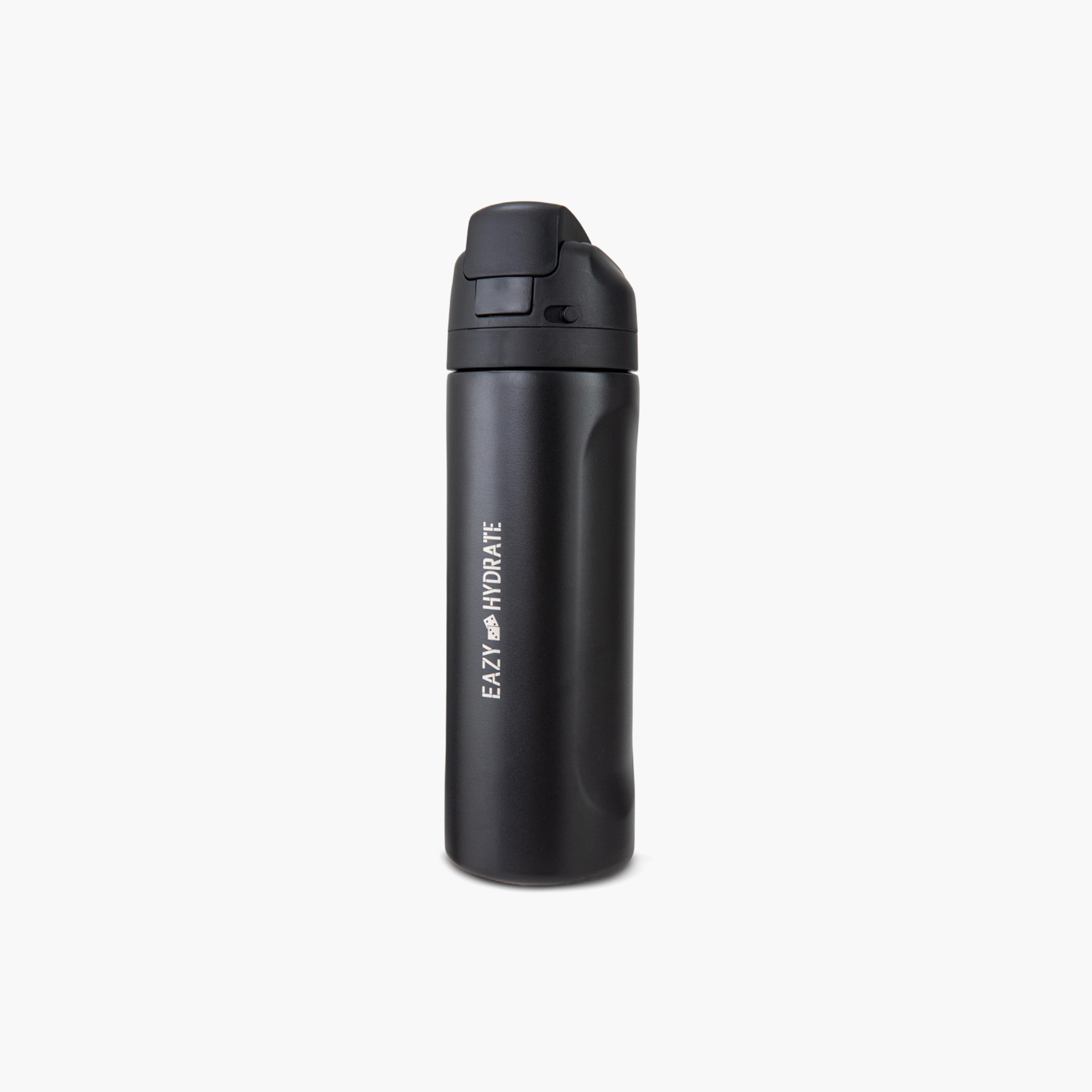 Eazy Kids Stainless Steel Bottle with Straw & Spout & Handle - 710 ml - Black-school-waterbottles-image-1