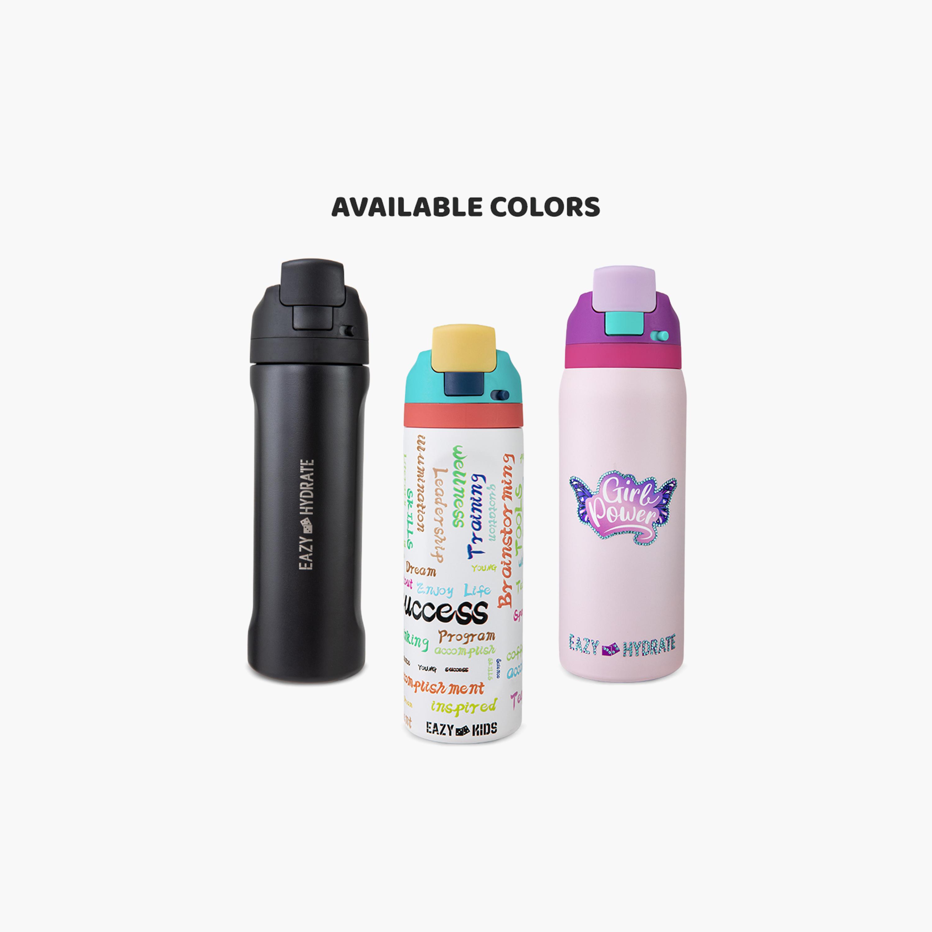 Eazy Kids Stainless Steel Bottle with Straw & Spout & Handle - 710 ml - Black-school-waterbottles-image-3