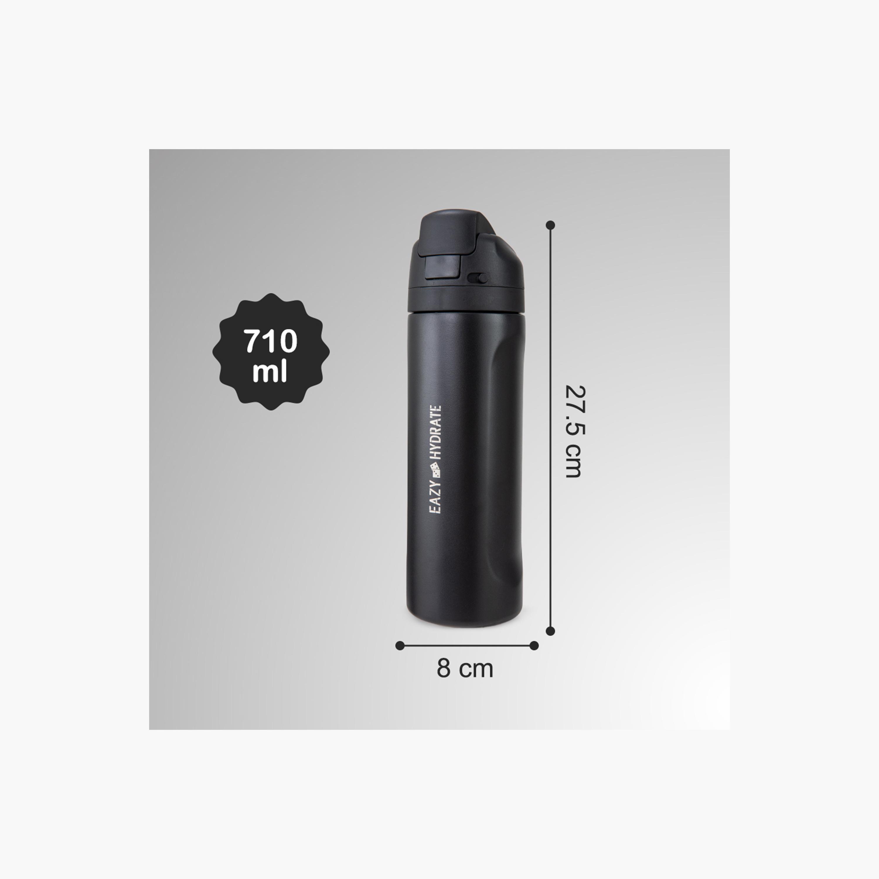 Eazy Kids Stainless Steel Bottle with Straw & Spout & Handle - 710 ml - Black-school-waterbottles-image-4