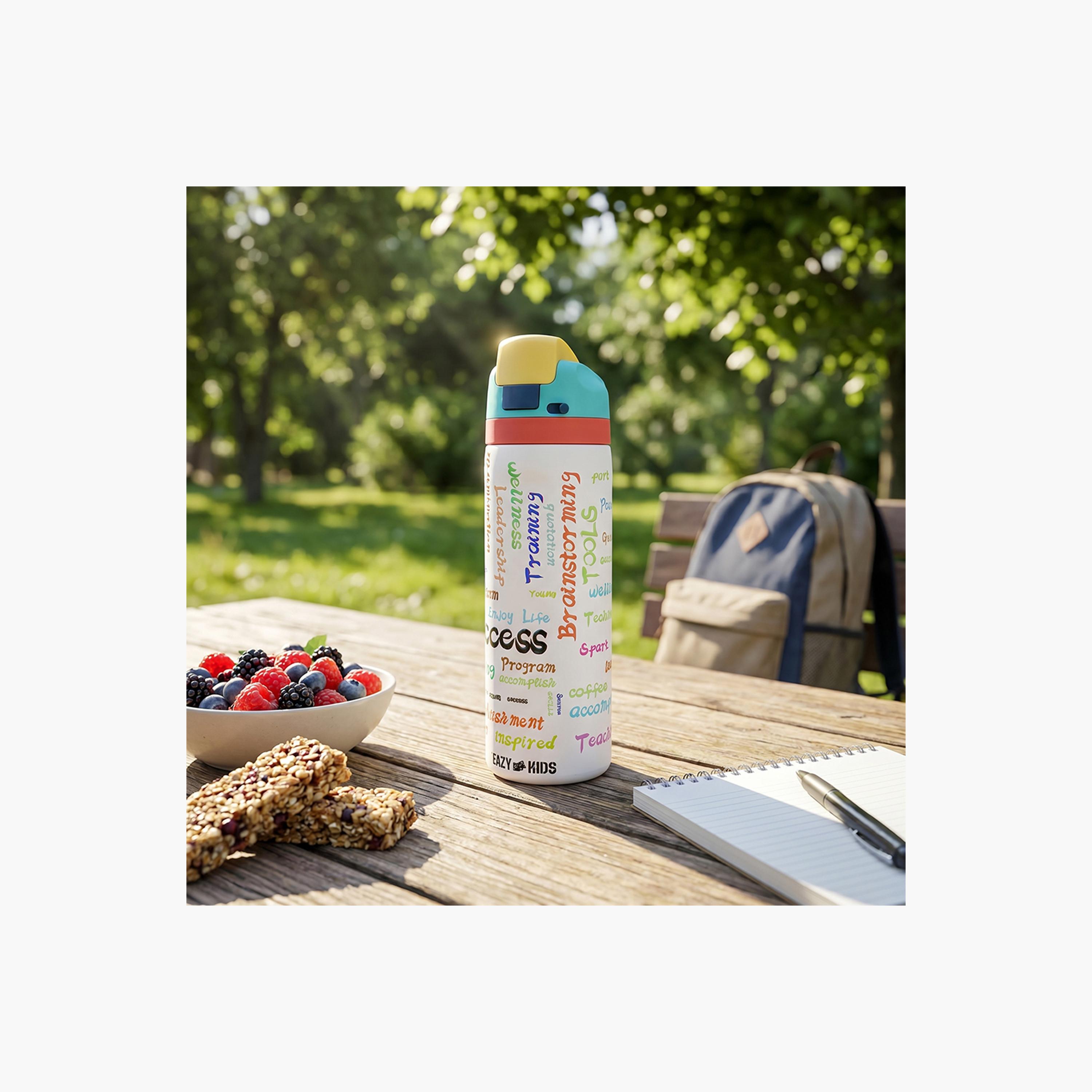Eazy Kids Stainless Steel Bottle with Straw & Spout & Handle - 710 ml - Success-school-waterbottles-image-3