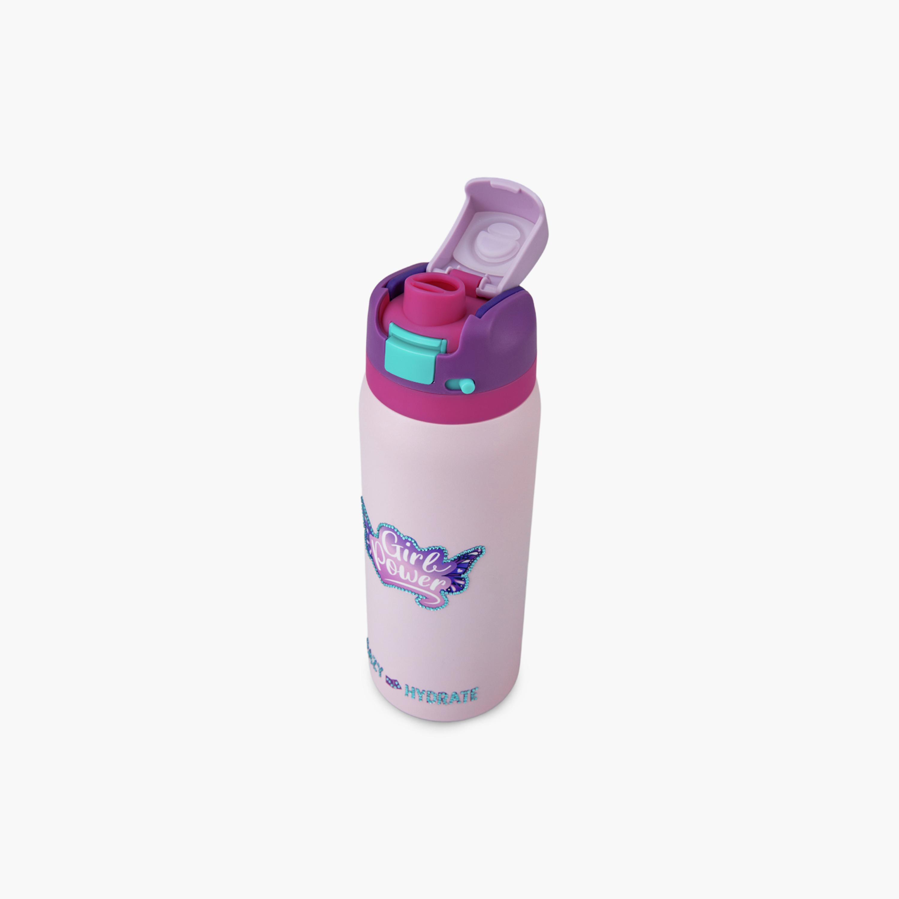 عبوة ماء ستانلس ستيل بلينغ (لامعة) مع ماصة وفوهة ومقبض | 948 مل من إيزي كيدز-school-waterbottles-image-2
