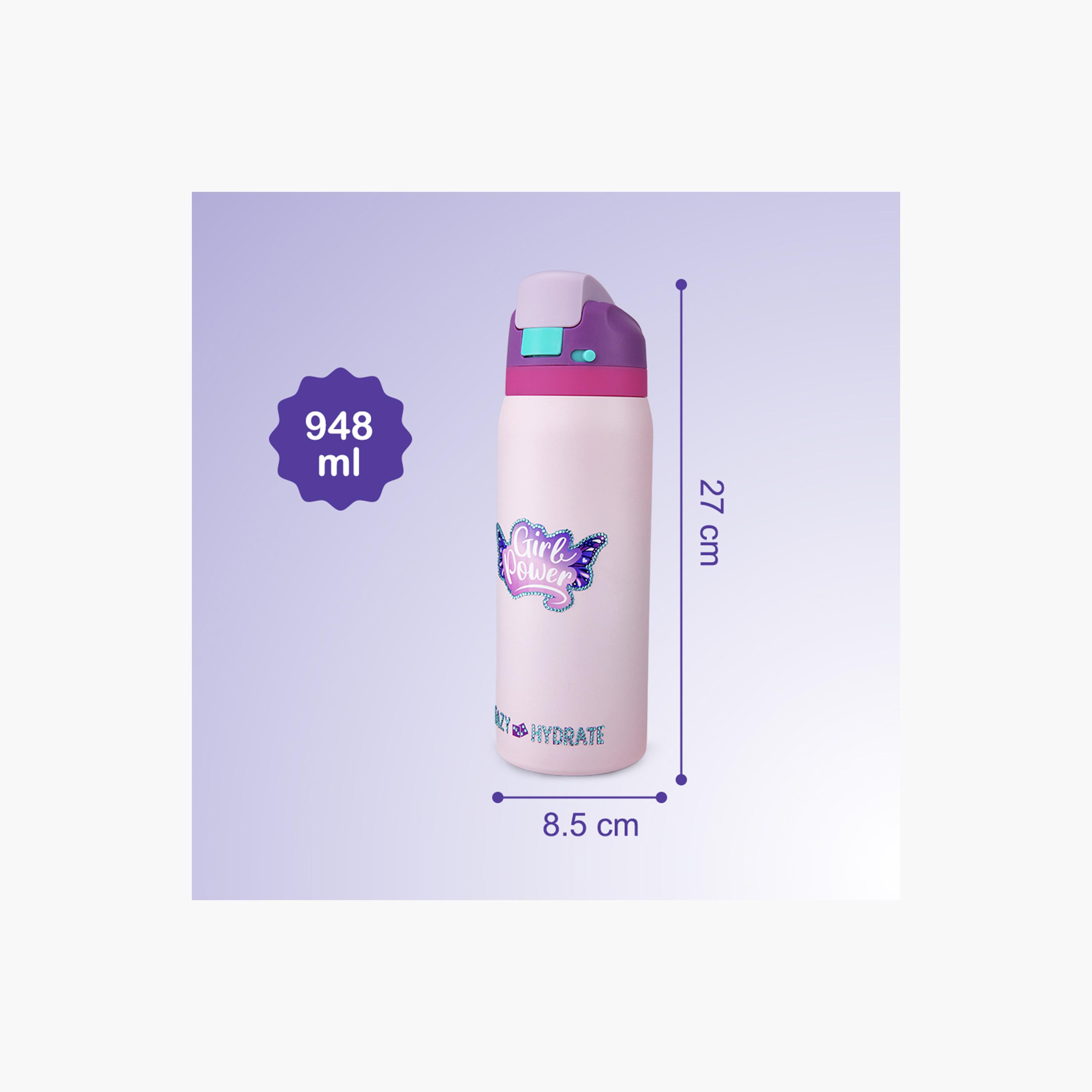 عبوة ماء ستانلس ستيل بلينغ (لامعة) مع ماصة وفوهة ومقبض | 948 مل من إيزي كيدز-school-waterbottles-image-5
