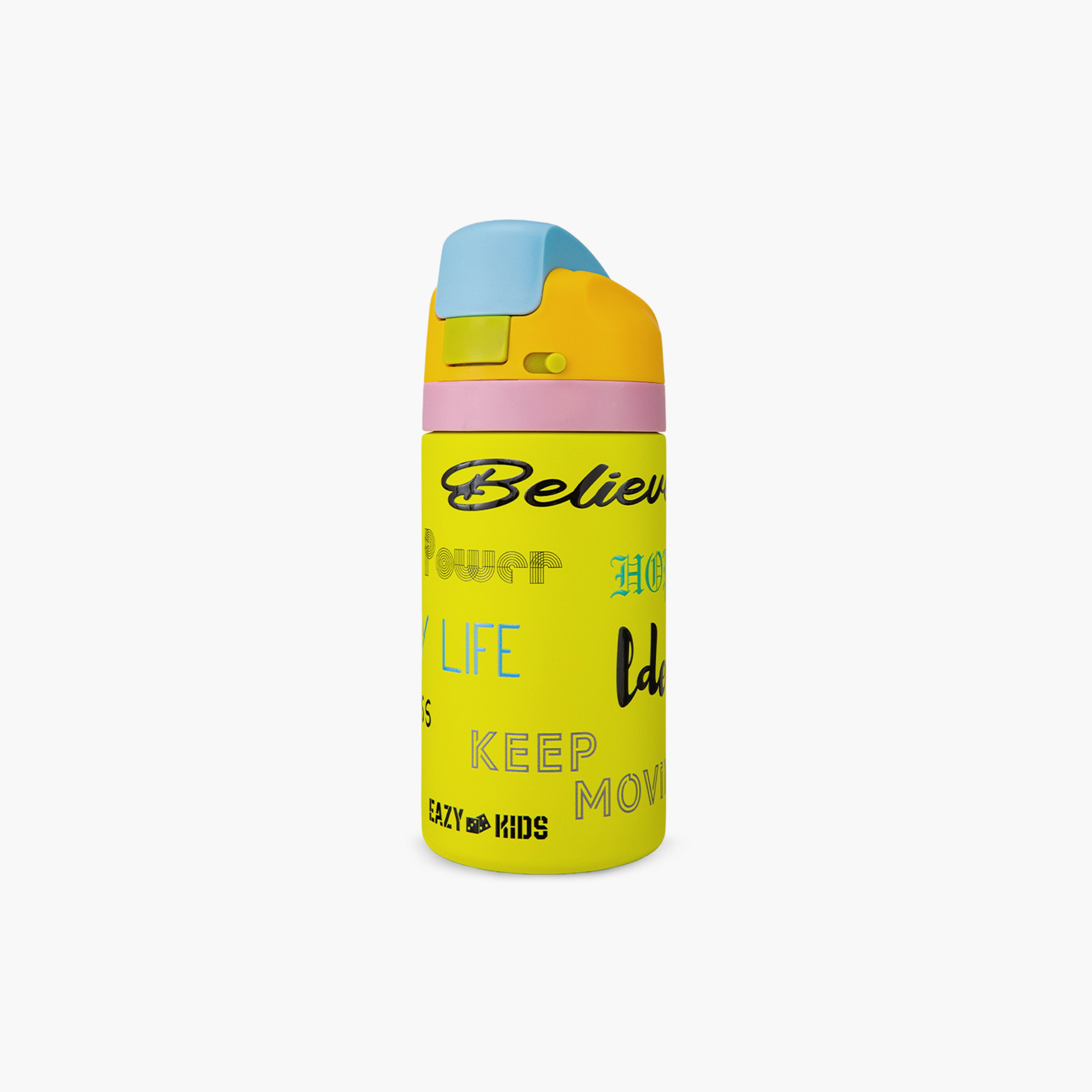 عبوة ماء ستانلس ستيل بلينغ (لامعة) مع ماصة وفوهة ومقبض | 445 مل من إيزي كيدز-school-waterbottles-image-1