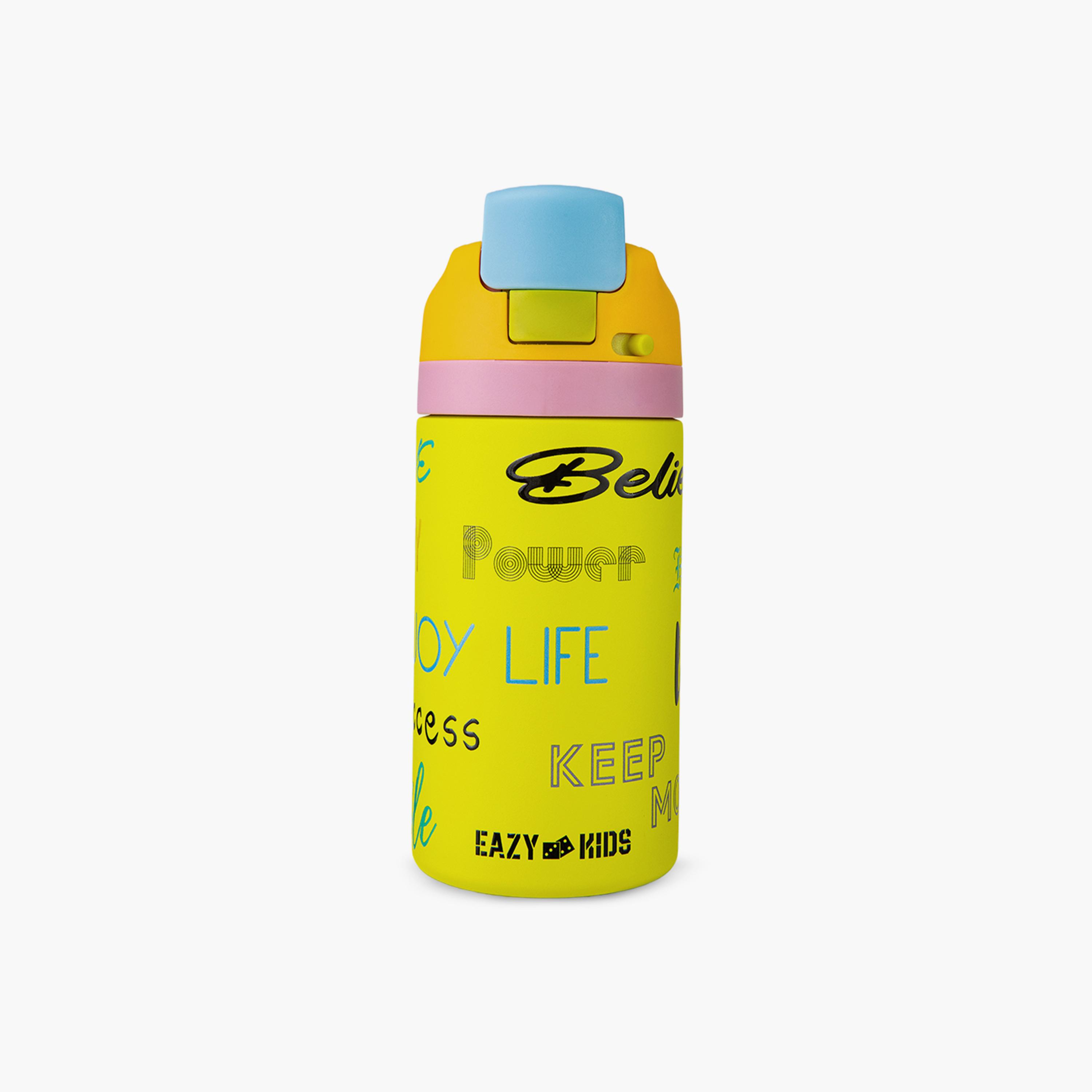 عبوة ماء ستانلس ستيل بلينغ (لامعة) مع ماصة وفوهة ومقبض | 445 مل من إيزي كيدز-school-waterbottles-image-5