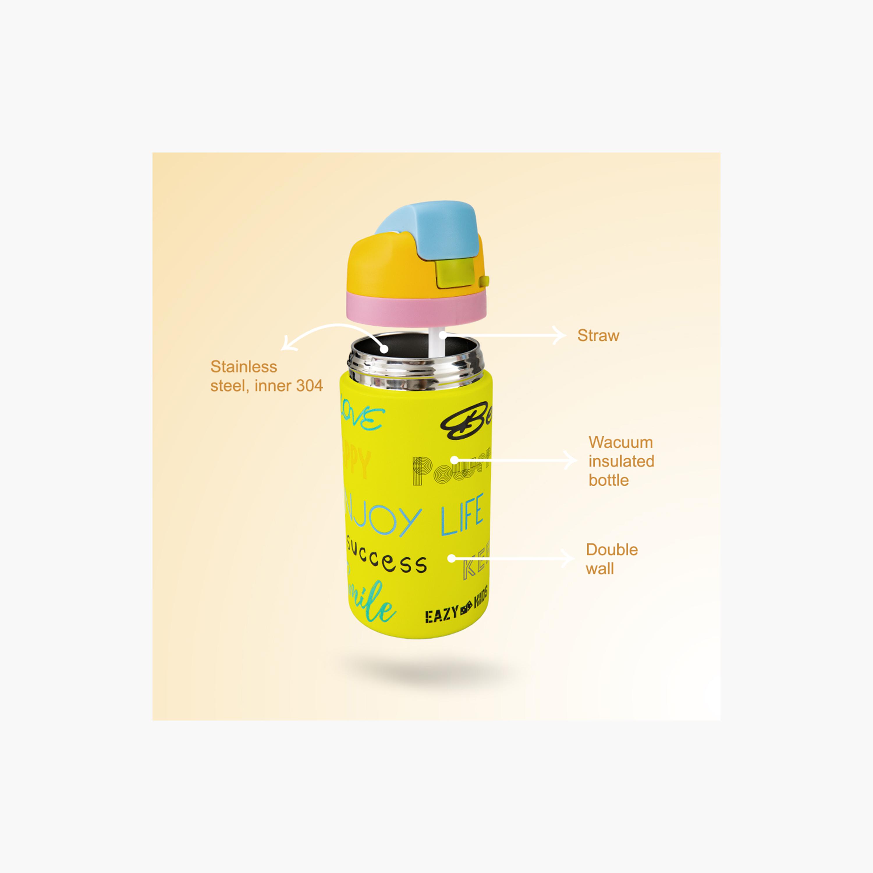 عبوة ماء ستانلس ستيل بلينغ (لامعة) مع ماصة وفوهة ومقبض | 445 مل من إيزي كيدز-school-waterbottles-image-6