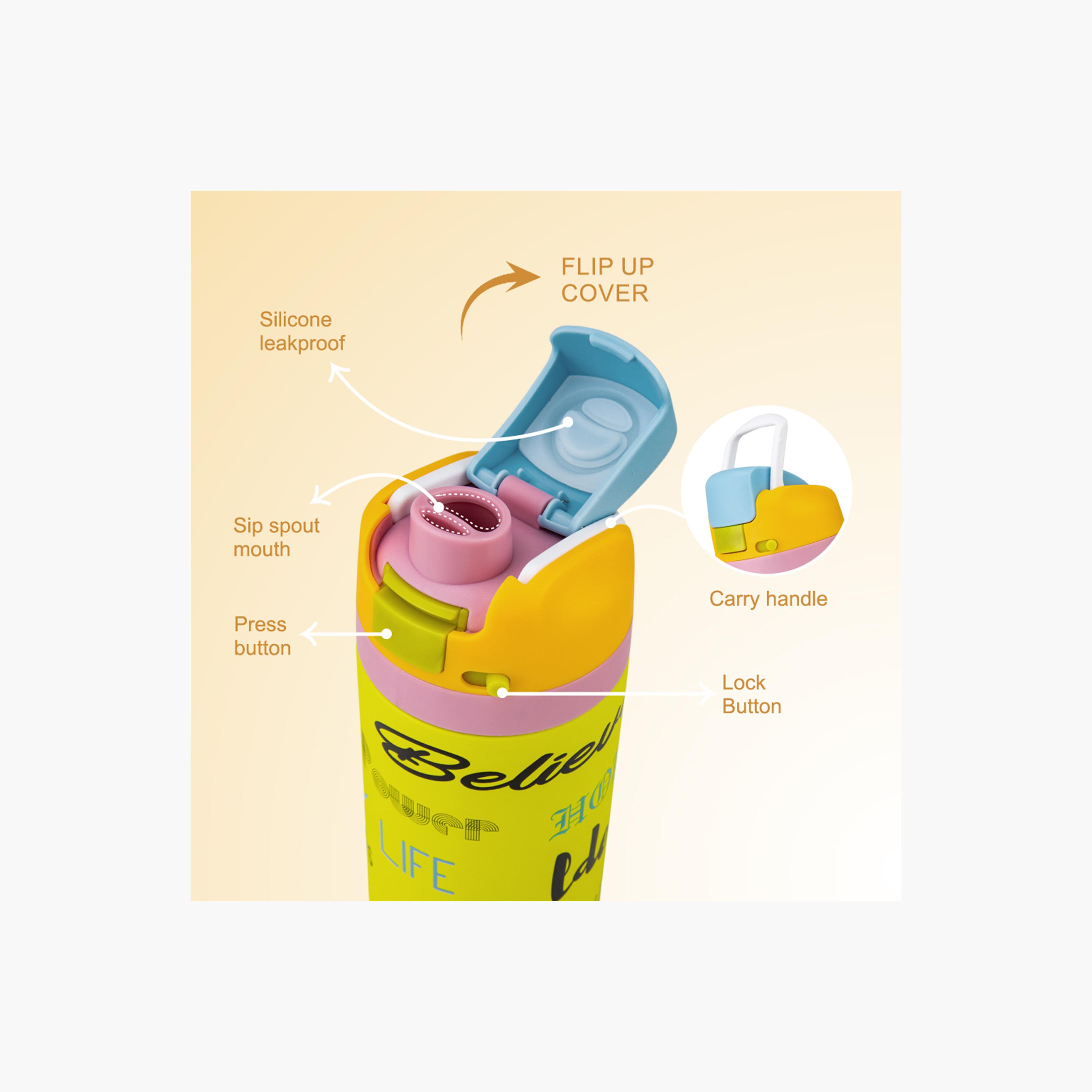 عبوة ماء ستانلس ستيل بلينغ (لامعة) مع ماصة وفوهة ومقبض | 445 مل من إيزي كيدز-school-waterbottles-image-7