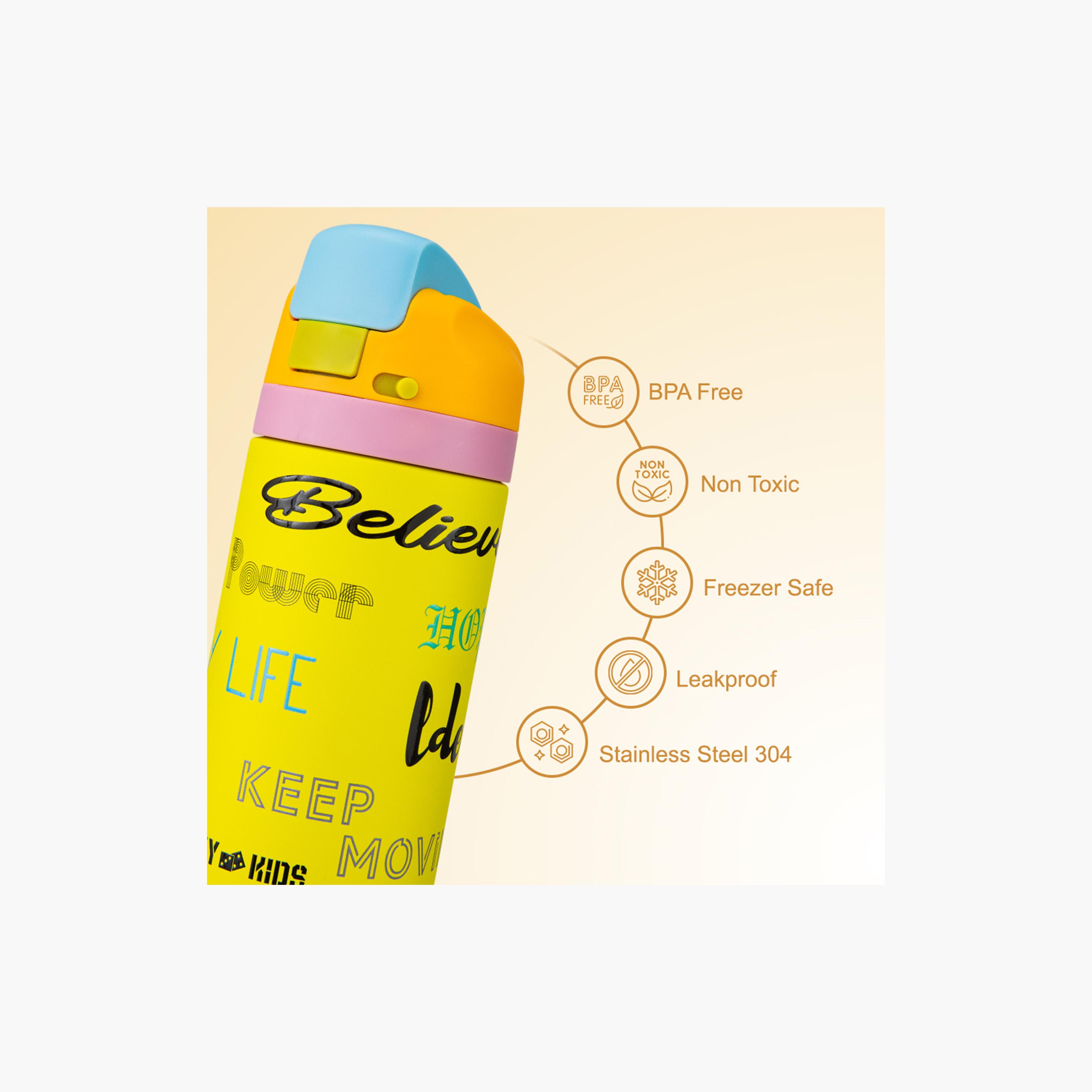 عبوة ماء ستانلس ستيل بلينغ (لامعة) مع ماصة وفوهة ومقبض | 445 مل من إيزي كيدز-school-waterbottles-image-8