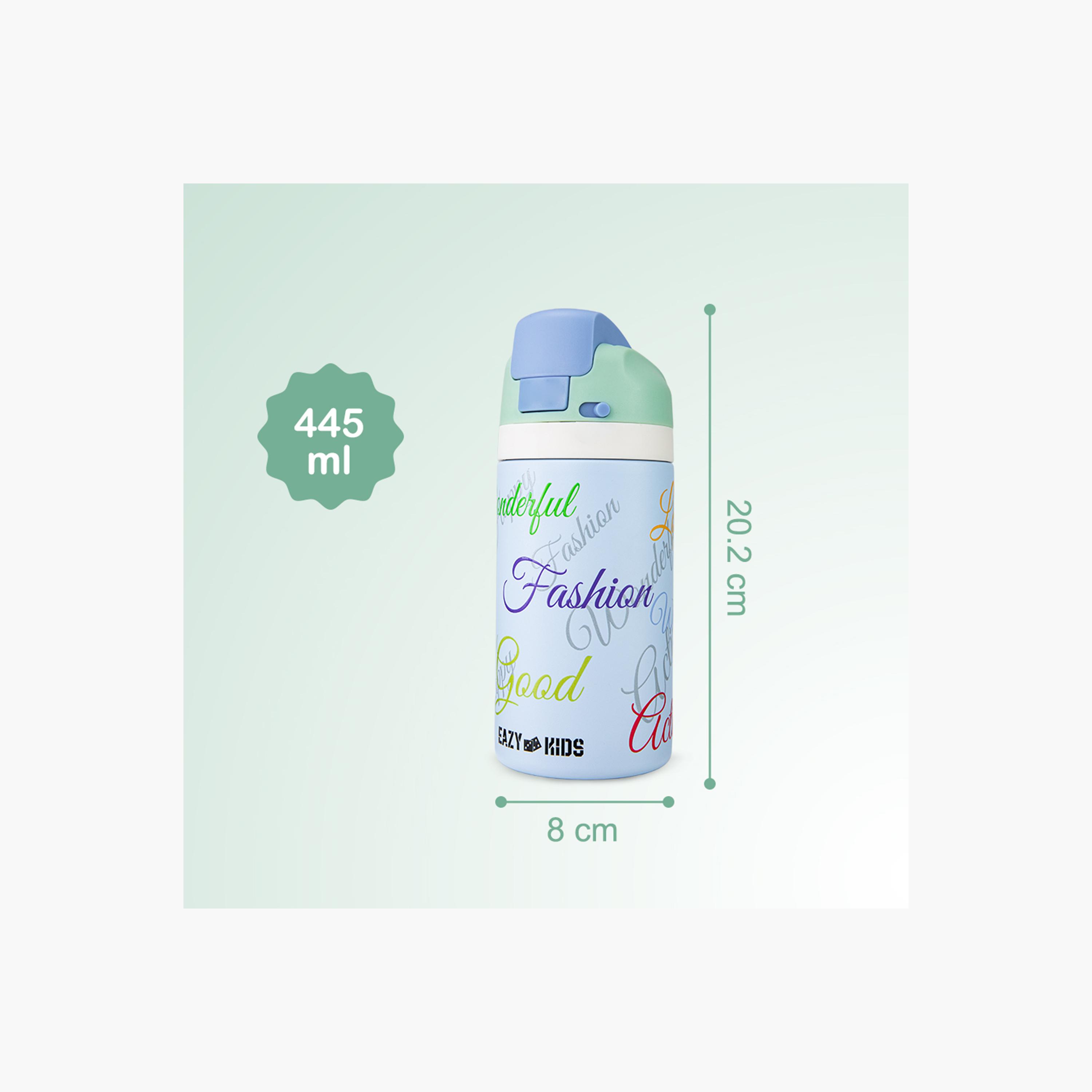 عبوة ماء ستانلس ستيل بلينغ (لامعة) مع ماصة وفوهة ومقبض | 445 مل من إيزي كيدز-school-waterbottles-image-2