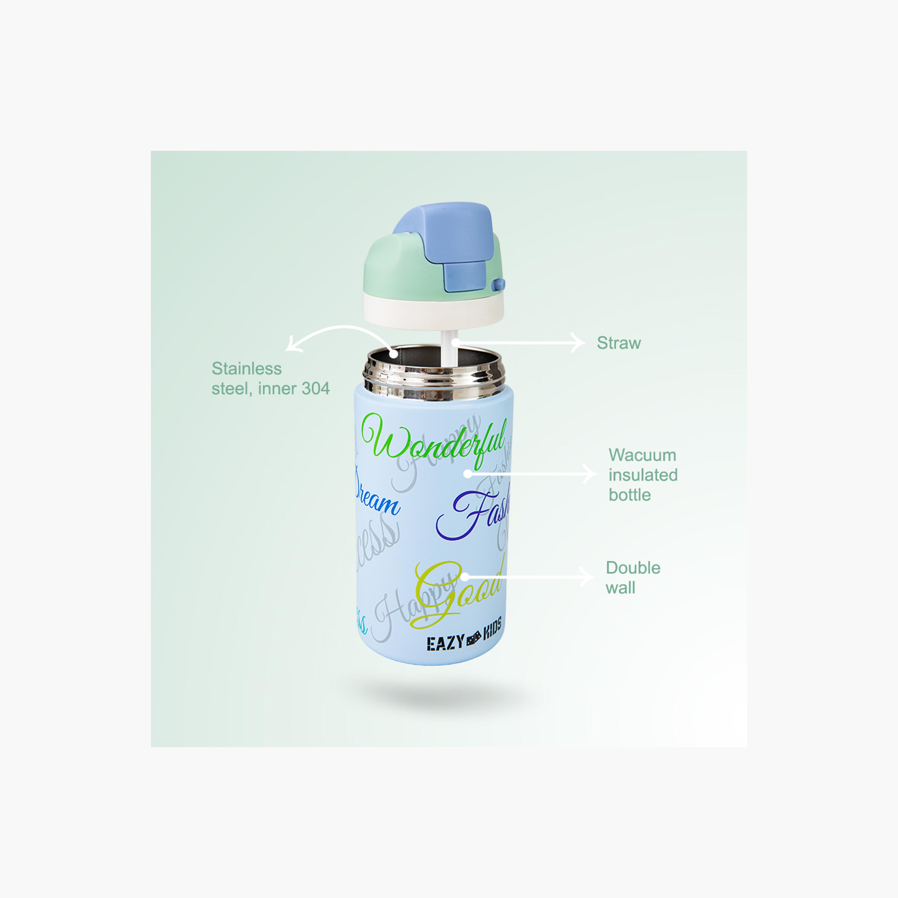 عبوة ماء ستانلس ستيل بلينغ (لامعة) مع ماصة وفوهة ومقبض | 445 مل من إيزي كيدز-school-waterbottles-image-3