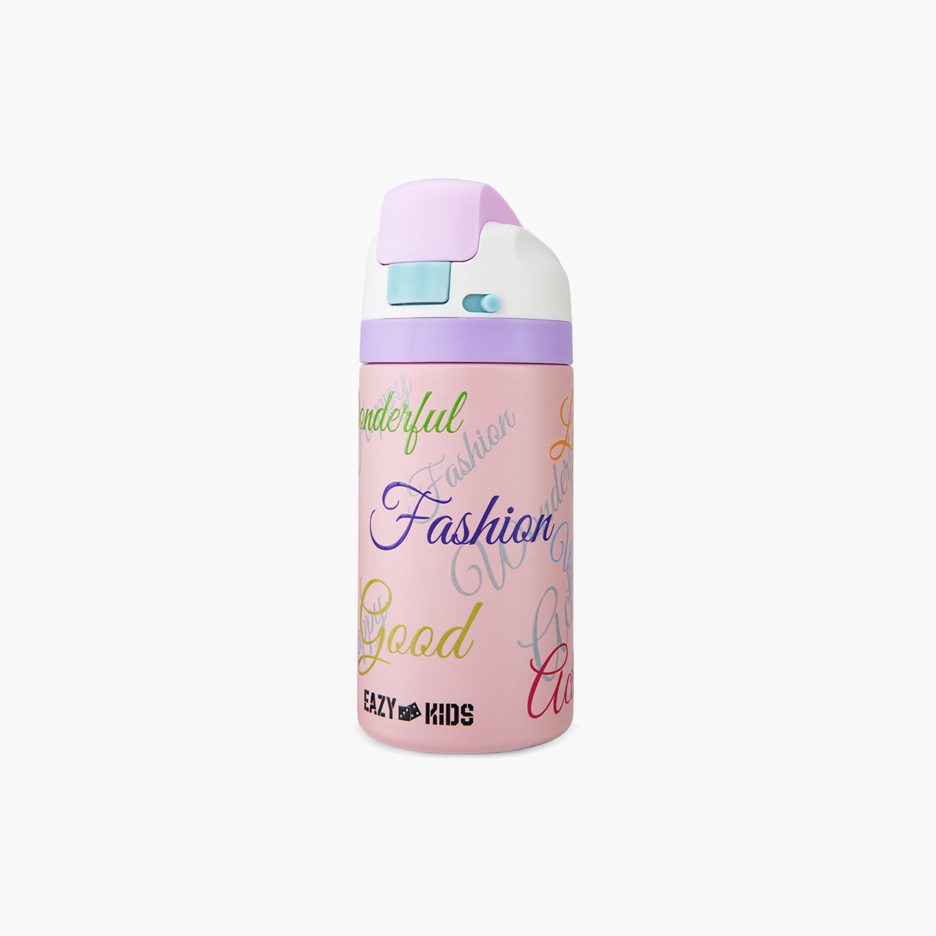 عبوة ماء ستانلس ستيل بلينغ (لامعة) مع ماصة وفوهة ومقبض | 445 مل من إيزي كيدز-school-waterbottles-image-1
