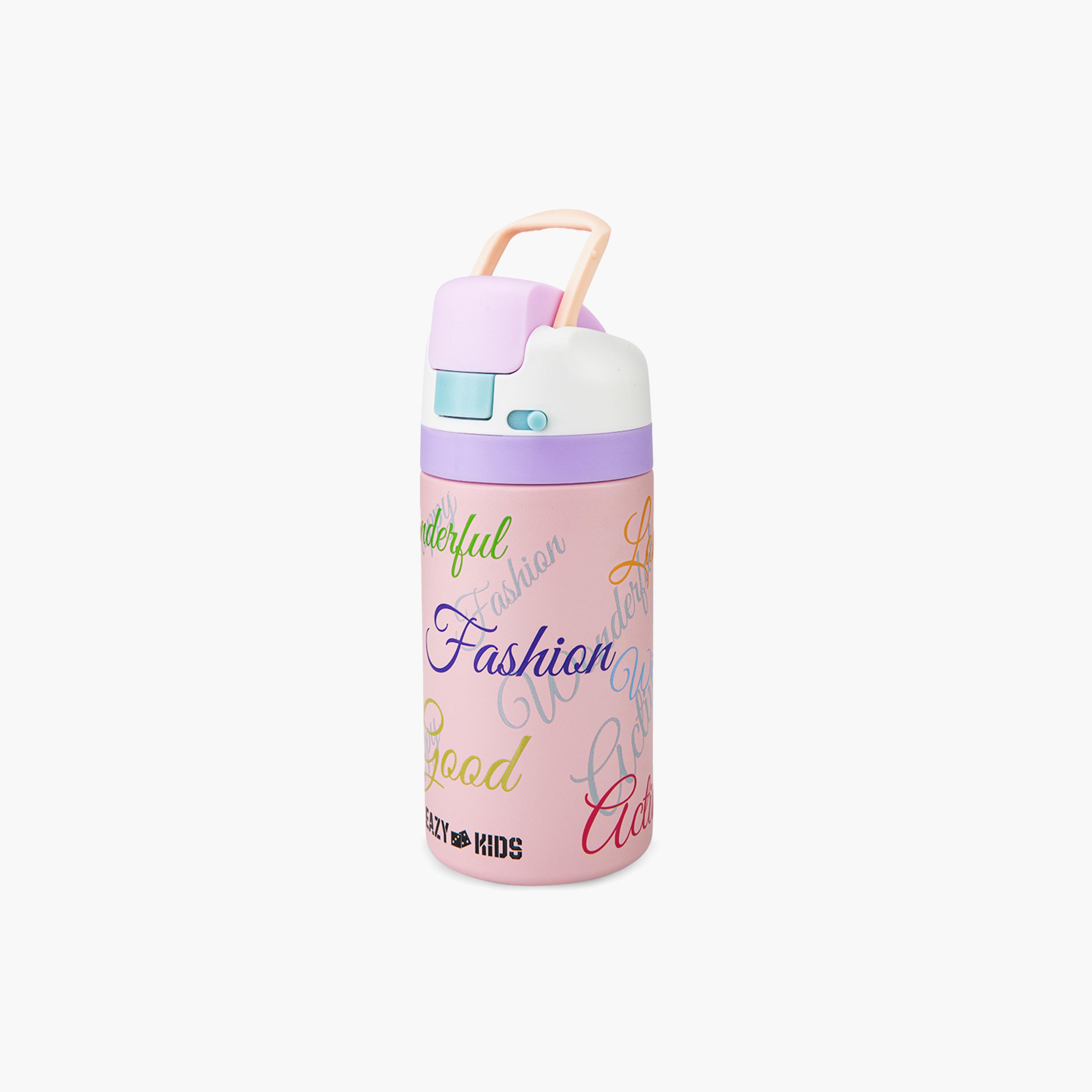 عبوة ماء ستانلس ستيل بلينغ (لامعة) مع ماصة وفوهة ومقبض | 445 مل من إيزي كيدز-school-waterbottles-image-11