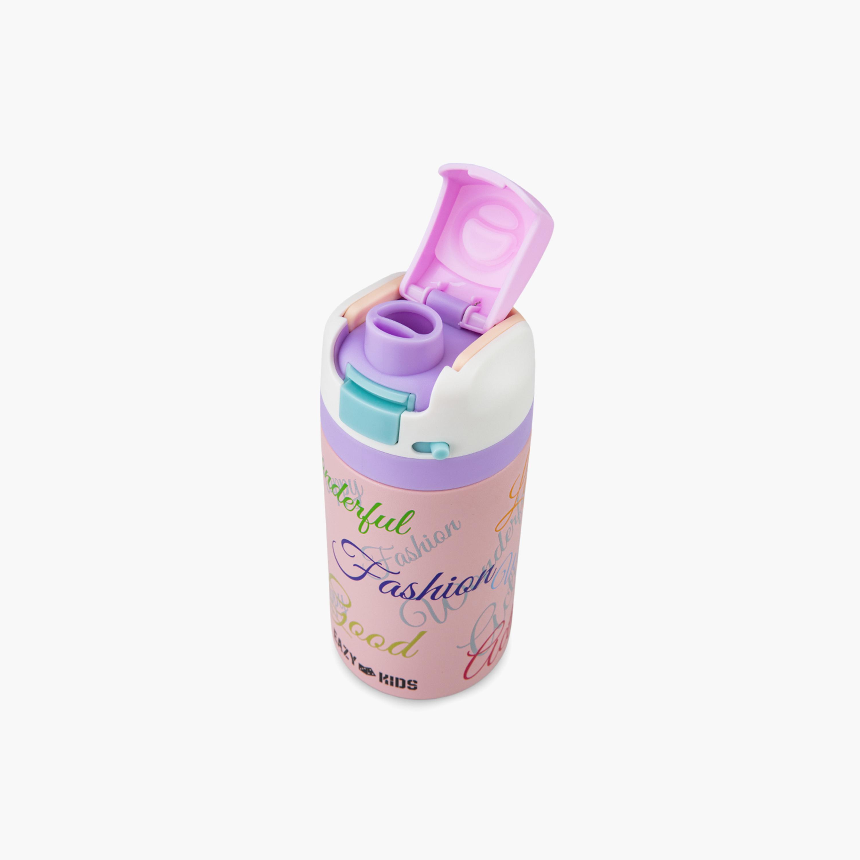 عبوة ماء ستانلس ستيل بلينغ (لامعة) مع ماصة وفوهة ومقبض | 445 مل من إيزي كيدز-school-waterbottles-image-2